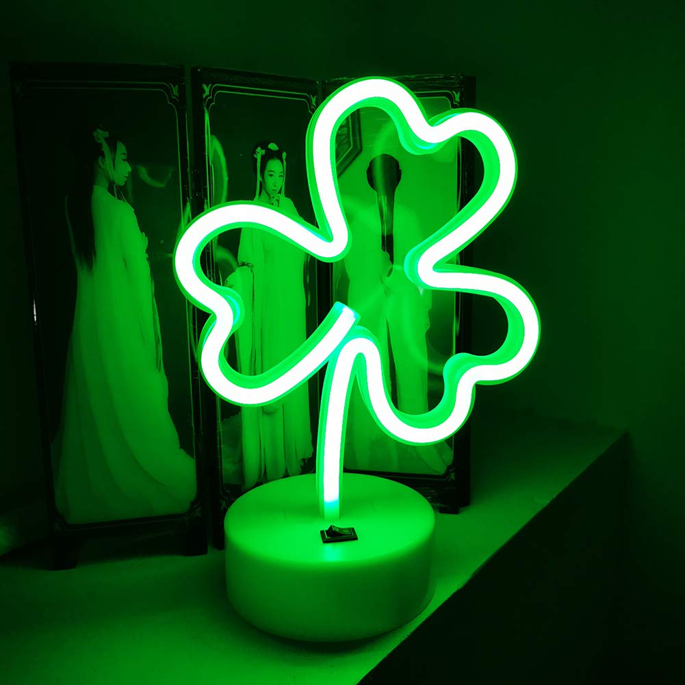 Clover LED Neon Sign - Vibrant Night Light & Art Decor for Home, Party, Living Room | Perfect for Wall Decor, Tabletop Lighting & Bedroom Ambiance