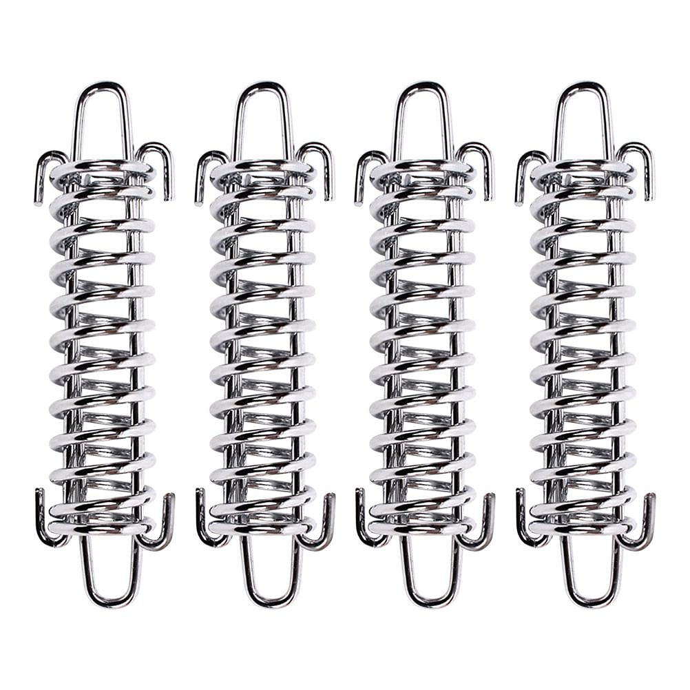 Heavy Duty Stainless Steel Tent Spring Buckle - 4Pcs Damping Spring Sunshade Awning Rope Tensioner for Outdoor Camping, Beach Tents & Dog Training | Durable Tent Accessories for Secure Shelter Setup