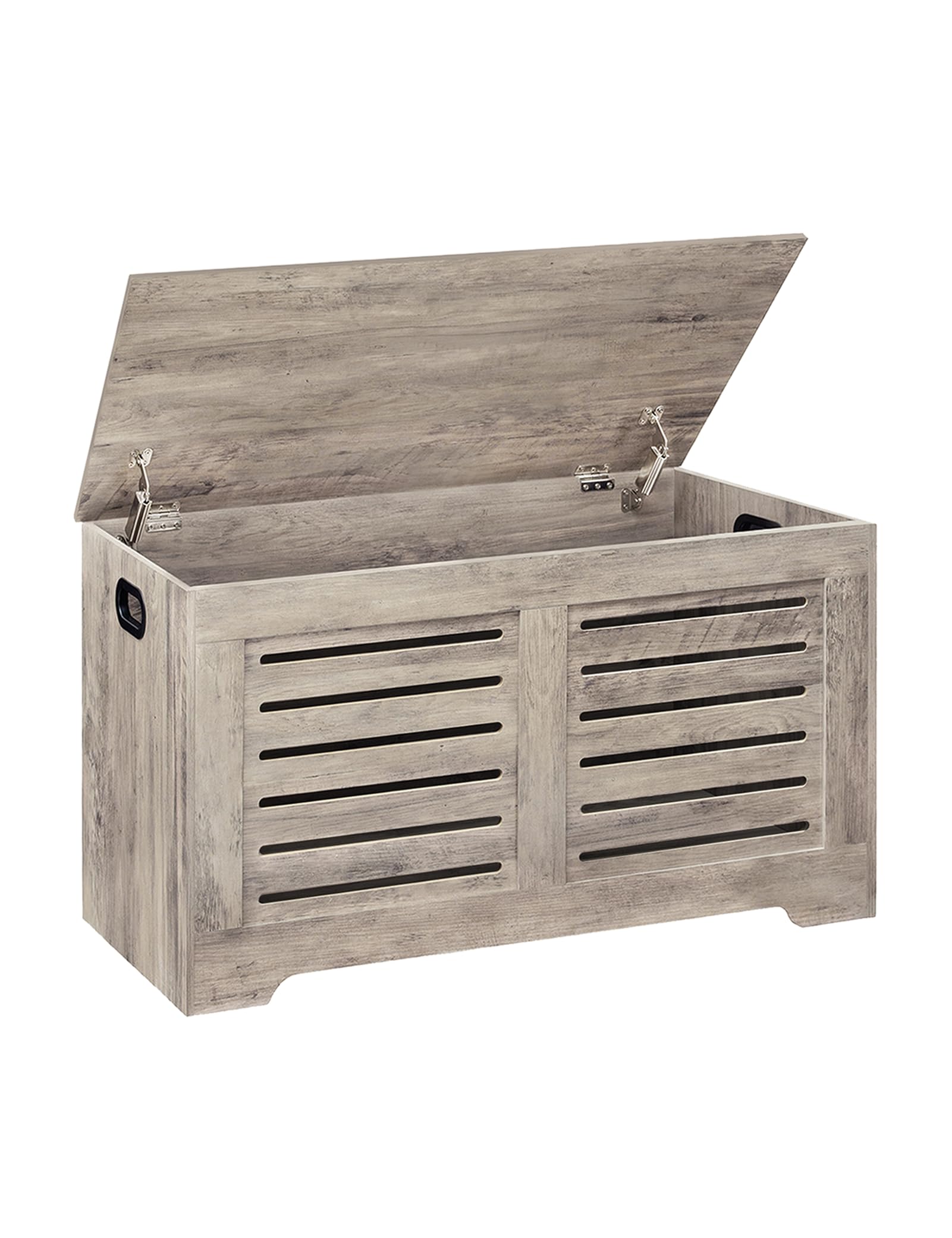 DINZI LVJ Wooden Storage Chest - Flip-Top Toy Box with Safety Hinges, Retro Entryway Shoe Bench, Large Sturdy Trunk for Living Room & Bedroom - Easy Assembly, Greige - Perfect for Kids' Room Organization & Entryway Storage