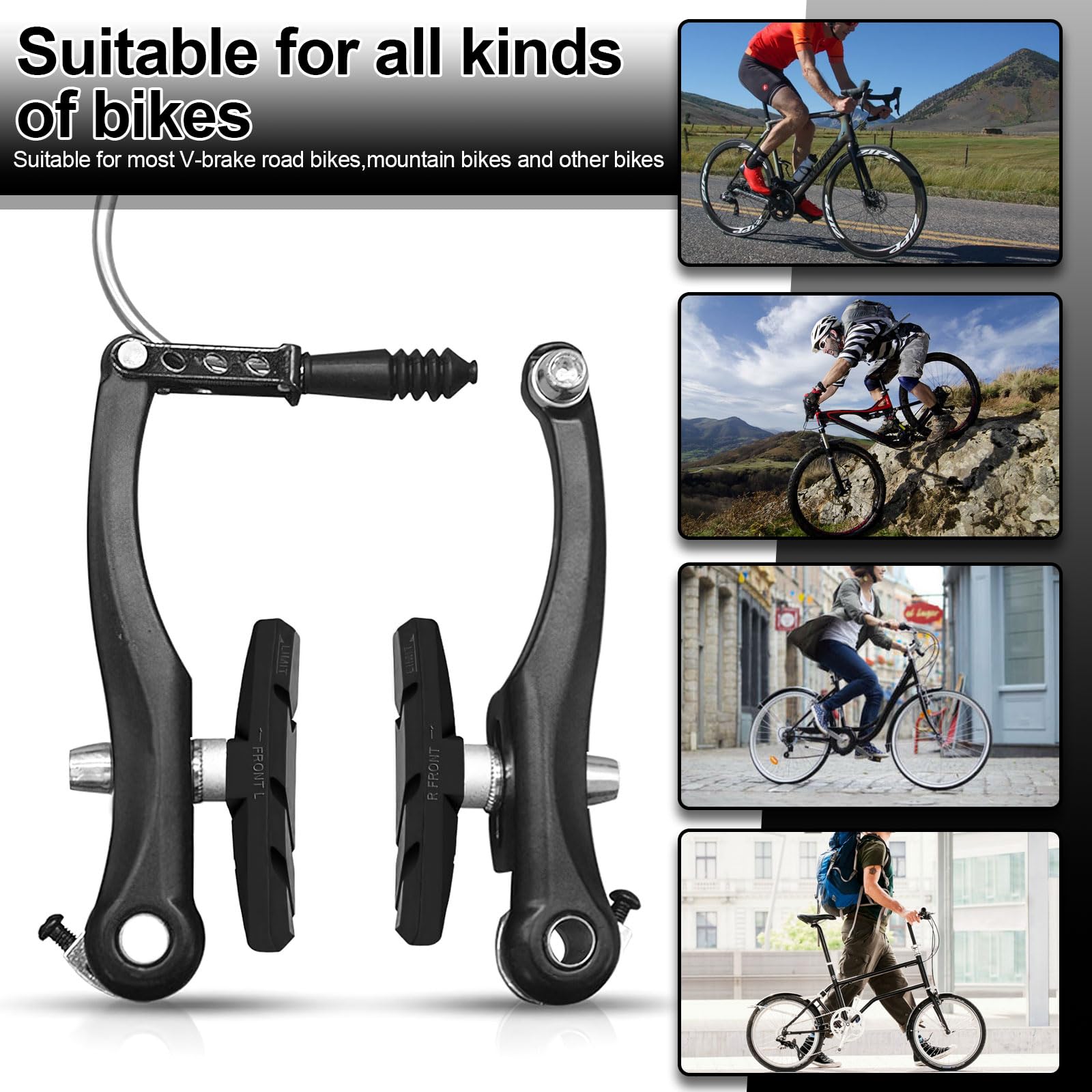 Premium 4-Piece Bike Brake Pads - Durable Mountain & Road Bicycle Brake Blocks for Enhanced Stopping Power (Black) | Perfect for Commuting, Trail Riding & Urban Cycling Safety