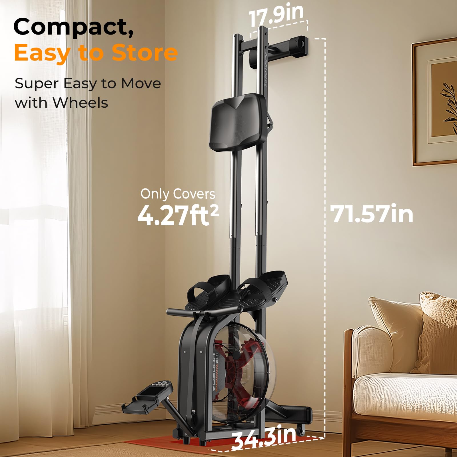 YOSUDA Magnetic/Water Rowing Machine for Home Gym - 350 LB Weight Capacity, Foldable Design with Bluetooth Connectivity, App Compatibility, Tablet Holder & Comfortable Seat Cushion | Perfect for Full-Body Workouts, Cardio Training & Small Space Fitness