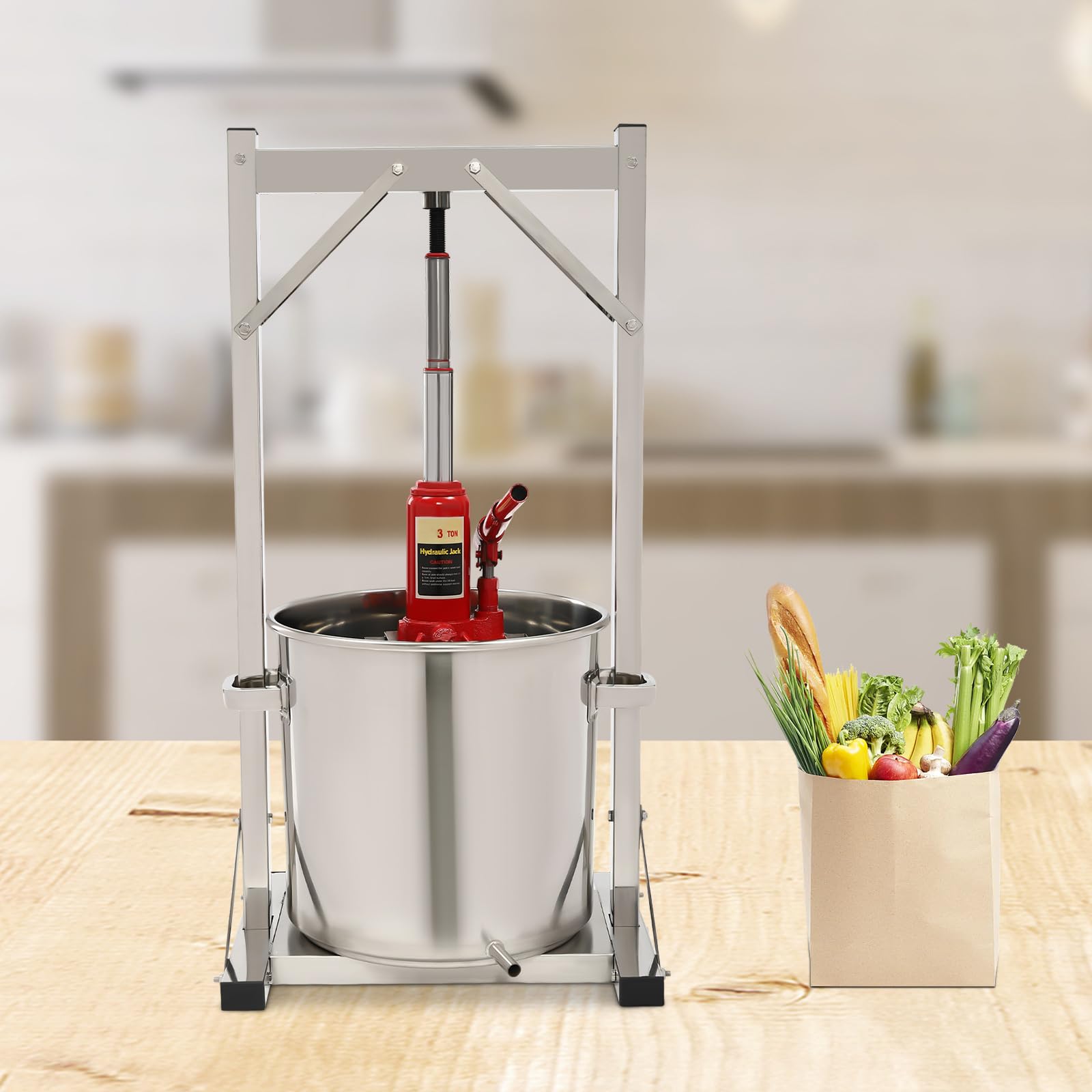 Stainless Steel 22L/5.8 Gallon Fruit Wine Press & Cider Press with Dual Barrels - Manual Juice Extractor for Apple, Grape, Berries - Perfect for Home Brewing, Winemaking & Olive Oil Extraction