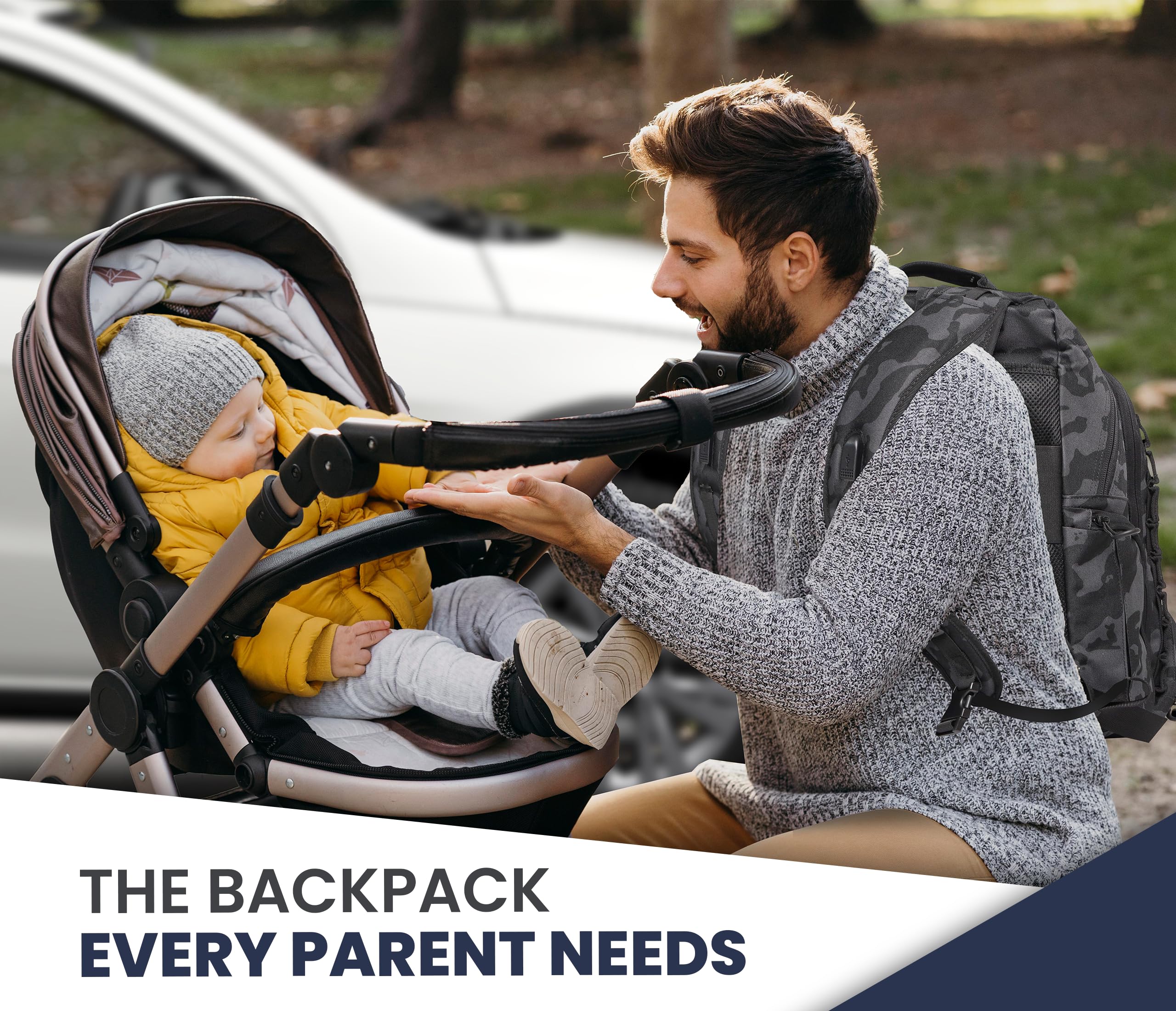 **Best Diaper Backpack for Dads & Moms - Large Baby Bag with USB Port, Laptop Compartment & Stroller Straps - Includes Changing Mat - Black Camo Design - Perfect for Travel, Daycare & On-the-Go Parents**