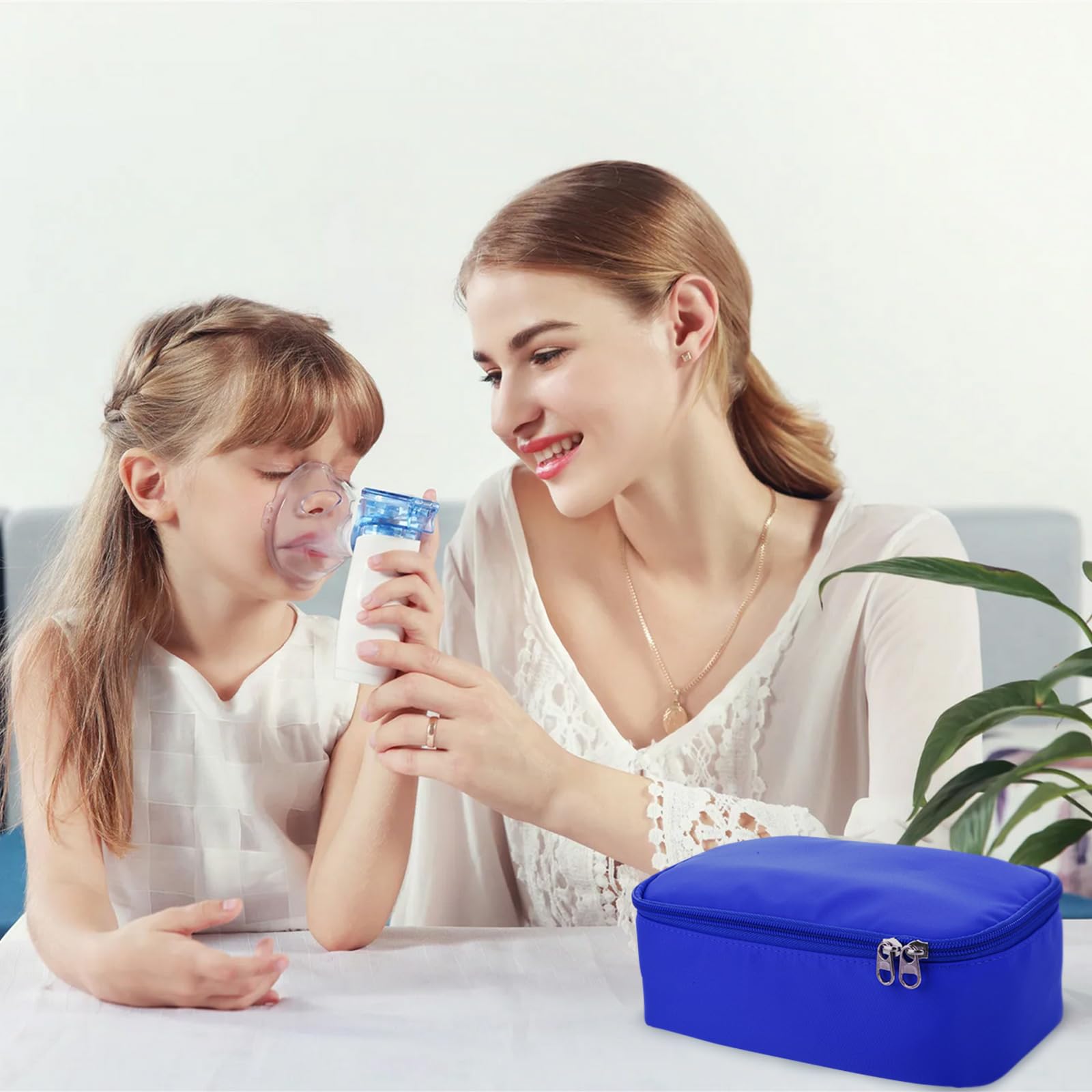 Portable Nebulizer Travel Case for Kids & Adults - Asthma Inhaler Holder with Mesh Medicine Pocket - Blue Carrying Bag for Home, Travel & Emergency Use