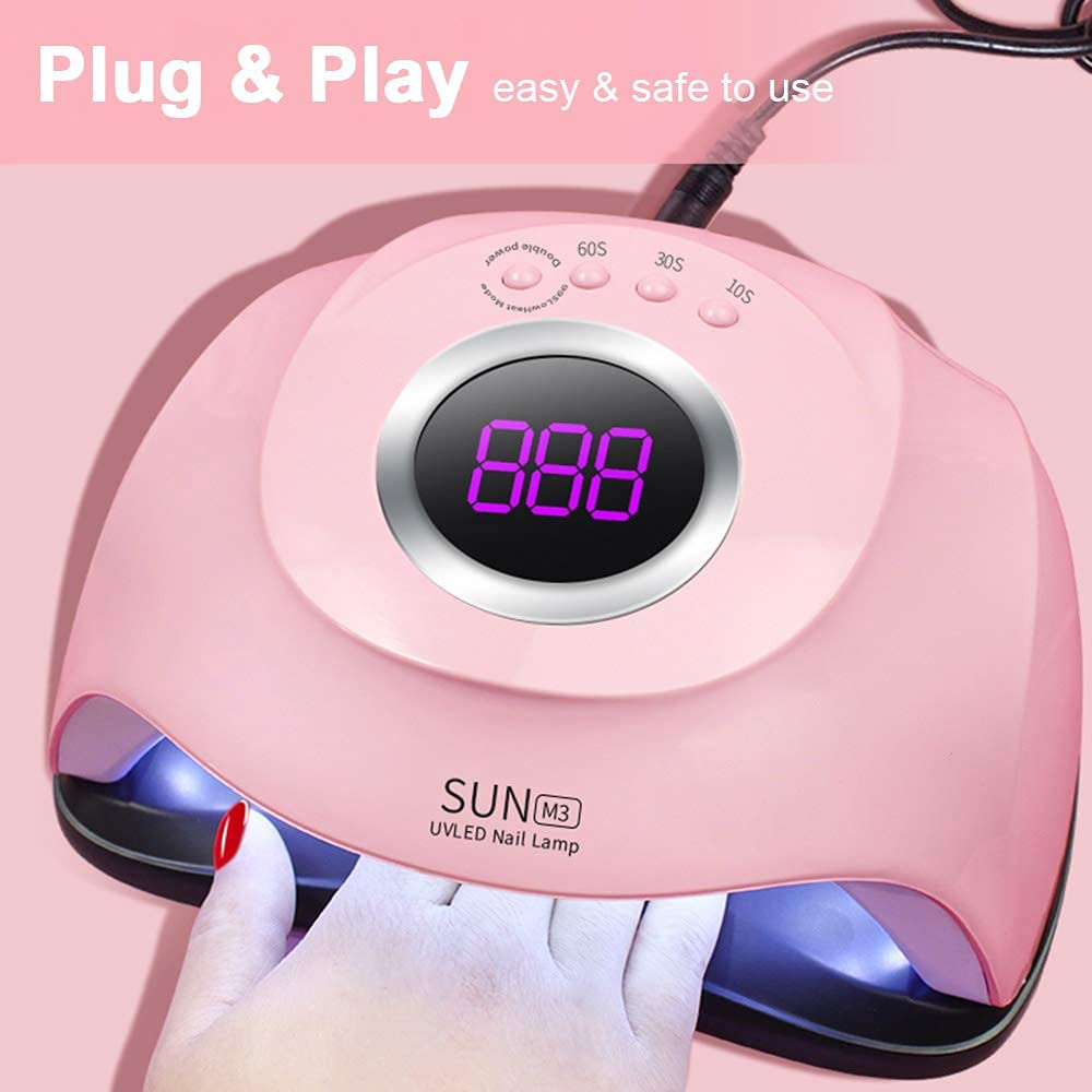 Ubersweet® Professional Smart LED UV Lamp for Gel Nails - 45W Fast Curing with 3 Timer Settings, Detachable Base for Fingers & Toes - Perfect for Home Salon and Nail Art DIY (45 LED Lights)