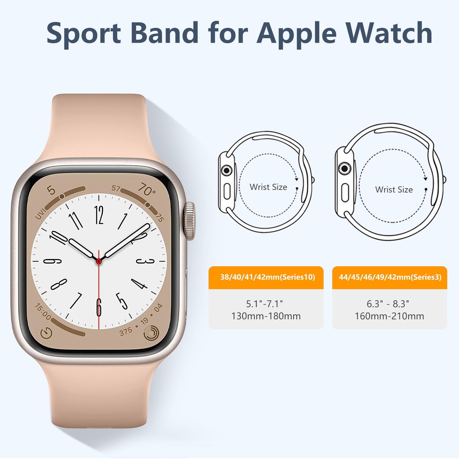 8 Pack Soft Silicone Sport Bands for Apple Watch 38mm-49mm - Compatible with Apple Watch Ultra/Ultra 2 & Series 1-10, SE - Waterproof, Comfortable Strap for Men & Women - Perfect for Workouts, Running & Daily Wear