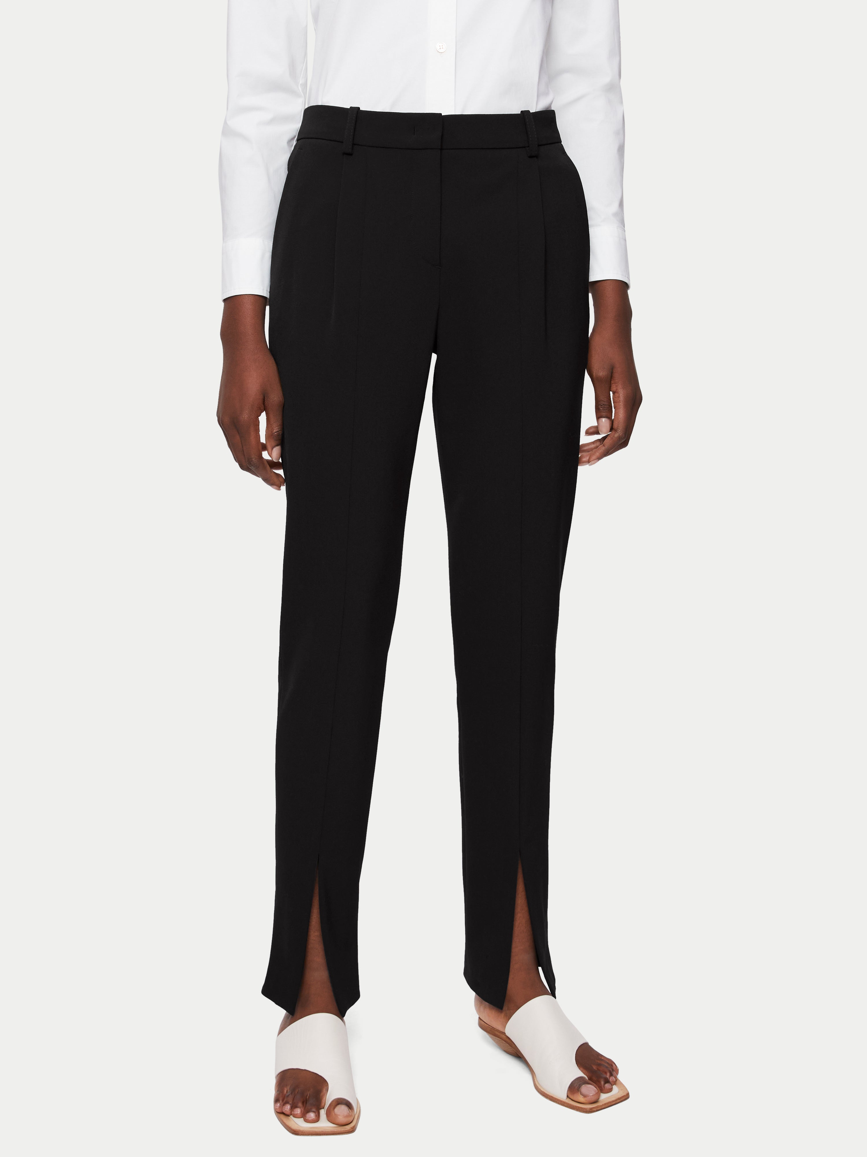 Paris Split Hem Trouser - High Waist Wide Leg Pants for Women | Black | Office Wear, Casual Outfits & Special Occasions
