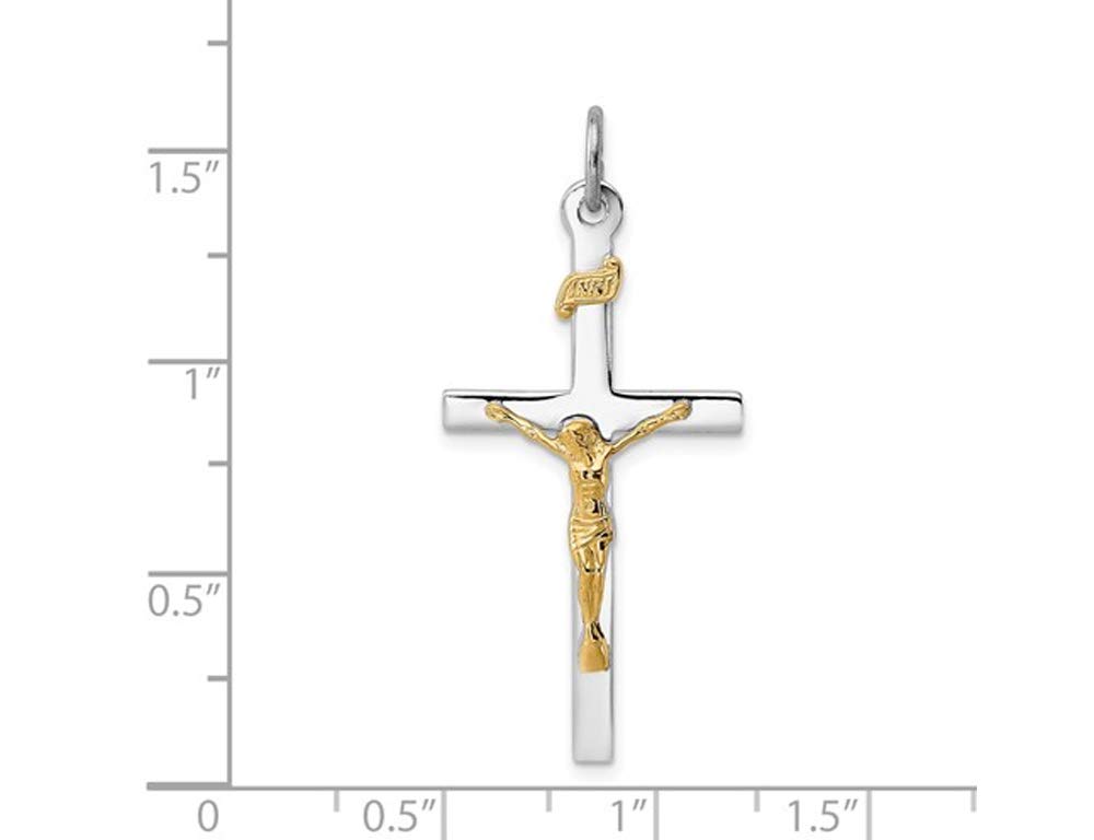 18K Gold Plated Sterling Silver Crucifix Cross Pendant Necklace with Chain - Religious Jewelry for Women & Men, Perfect for Baptism, First Communion & Everyday Wear