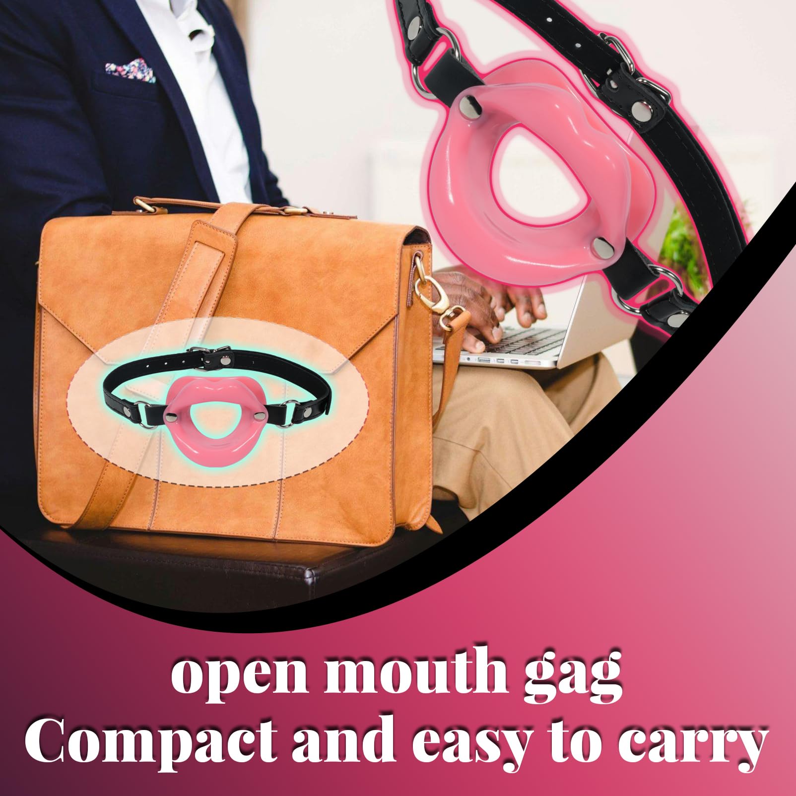 Premium Silicone O-Ring Ball Gag - Adjustable BDSM Bondage Head Harness for Men & Women - Pink Adult Fetish Gear for Role Play, Sensory Deprivation & BDSM Scenes