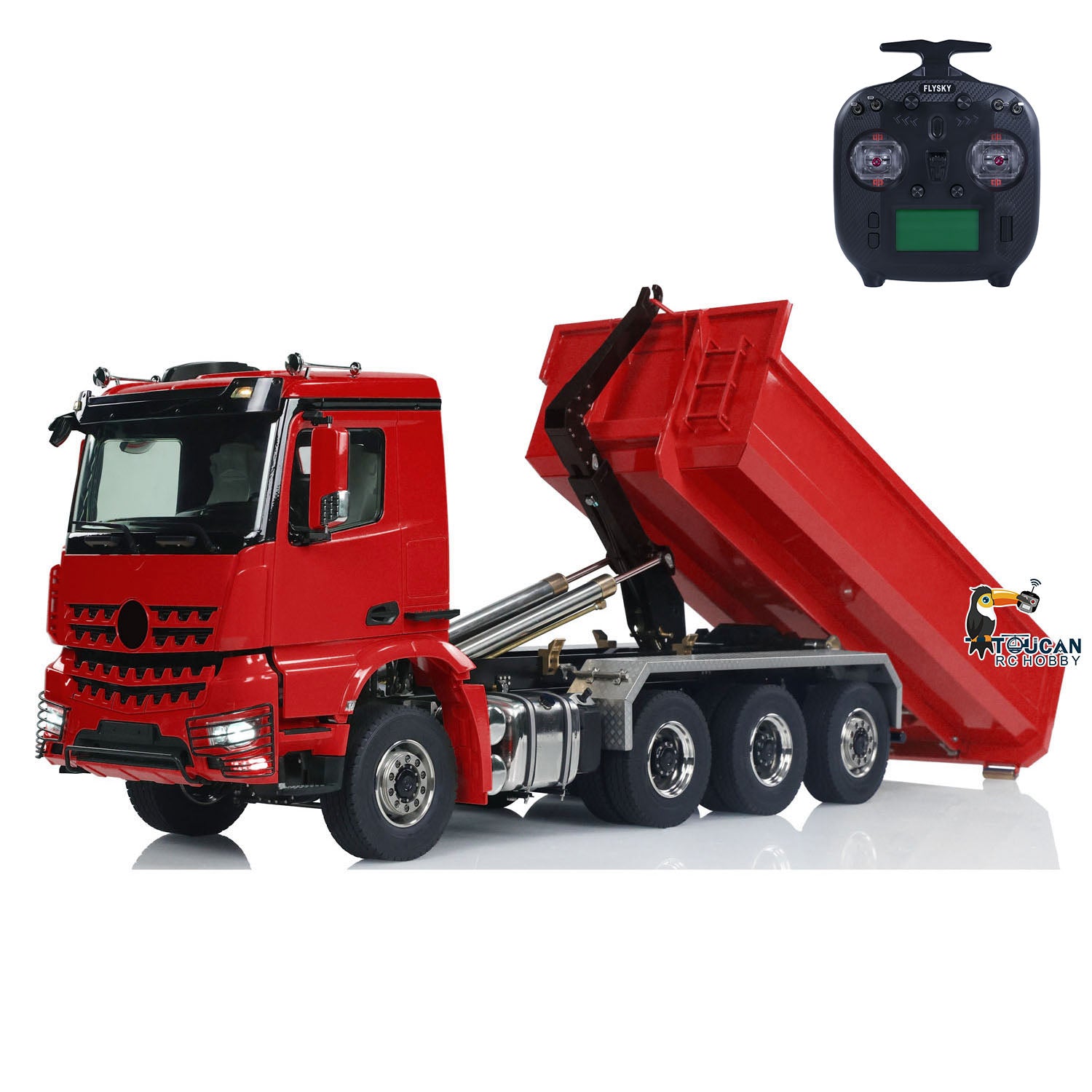 1/14 Scale 8x8 RC Hydraulic Dump Truck - Remote Control Construction Vehicle with Roll On/Off Function, Full Dumping System, PNP Version, Light & Sound Effects - Perfect for Construction Simulation, RC Hobbyists, and Kids Outdoor Play