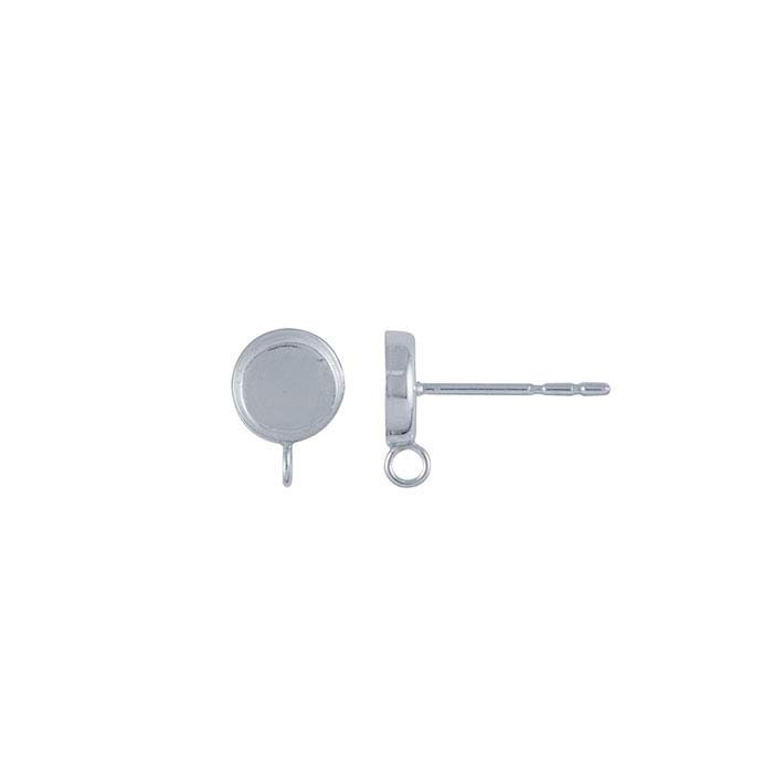 Sterling Silver 6-10mm Round Bezel Cup Post Earring Mountings with Closed Ring - DIY Jewelry Making Supplies for Cabochon Earrings & Pendants - Perfect for Crafting, Gifts & Fashion Accessories
