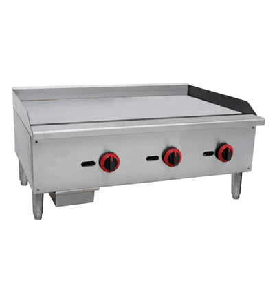 Cookline CGG 36M 36 Inch Commercial Gas Countertop Griddle - 90,000 BTU Heavy Duty Flat Top Grill with Manual Controls - Perfect for Restaurants, Diners, and Outdoor Catering Events