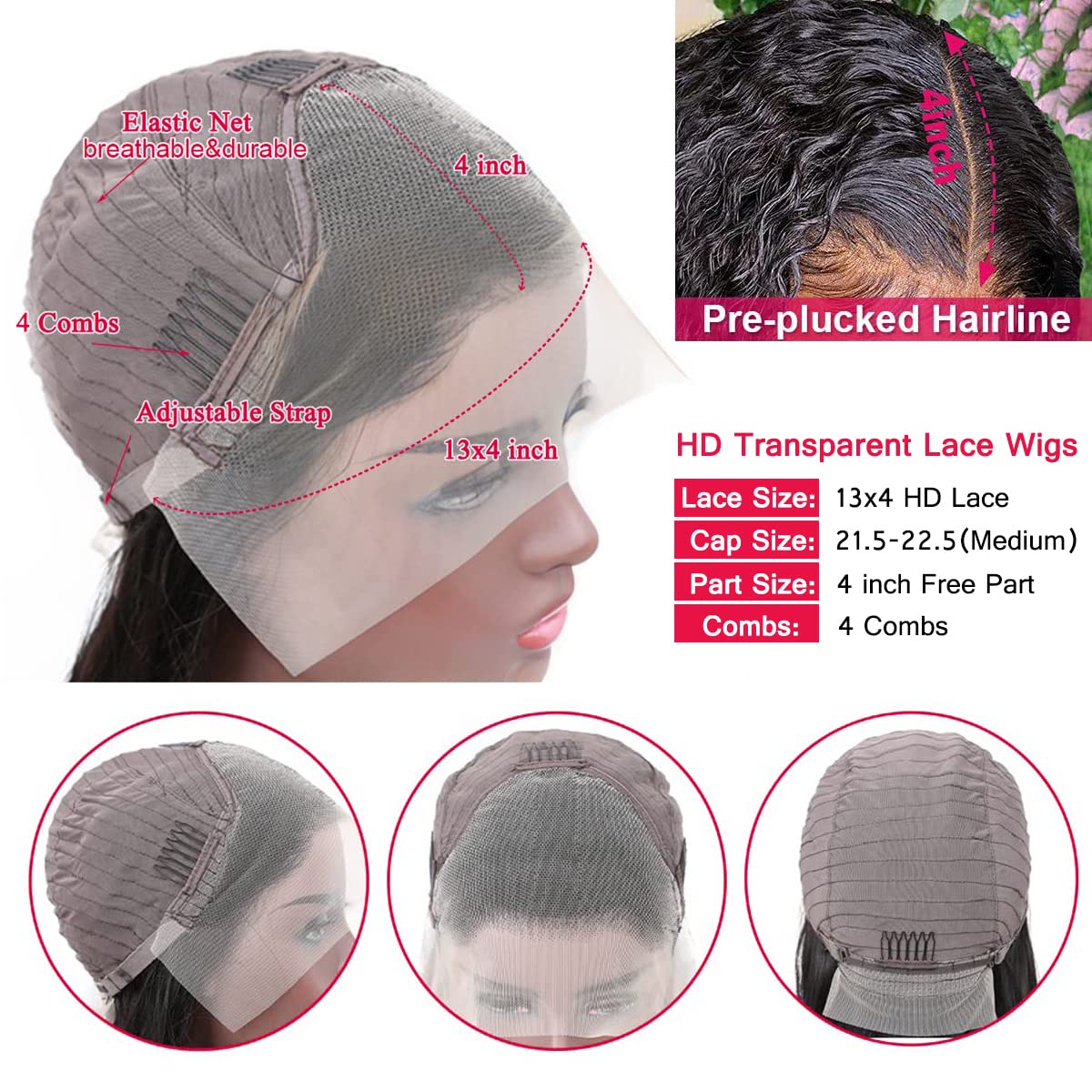 Kspwond 13x4 HD Transparent Lace Front Wig - Brazilian Deep Curly Human Hair for Black Women | Pre-Plucked Hairline, 180% Density, 20 Inch Natural Color | Perfect for Daily Wear, Parties & Special Occasions