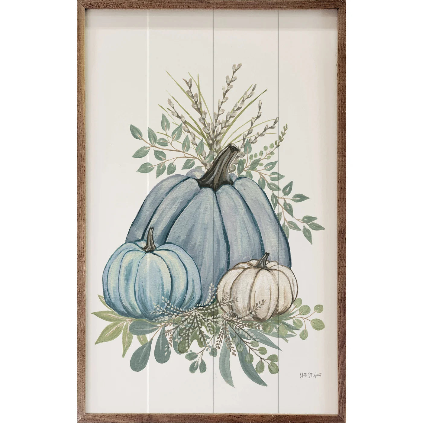 Harvest Greenery Wood Framed Print - Rustic Farmhouse Wall Art Decor for Living Room, Bedroom & Office - Perfect for Home, Wedding & Gift Giving