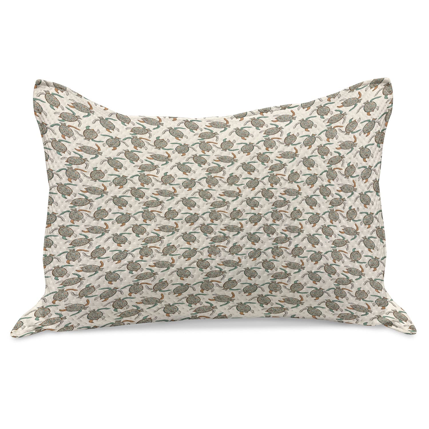 Ambesonne Ethnic Knitted Quilt Pillow Cover - Traditional Turtle & Geometric Design, King Size 36x20 Inches, Dark Peach Seafoam - Perfect for Bohemian Bedroom Decor, Living Room Throw Pillow & Cultural Home Accent