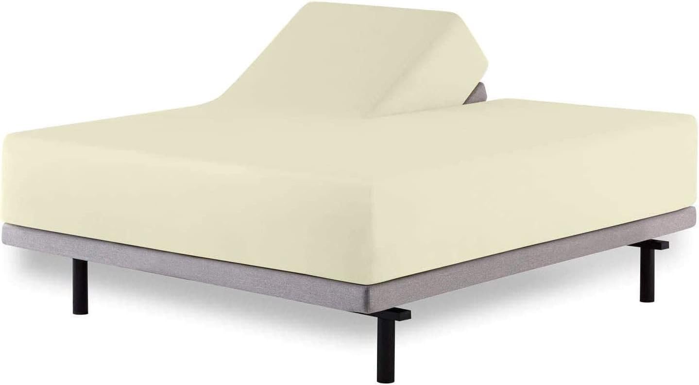 Split Queen Fitted Sheet for Adjustable Beds - 600 Thread Count 100% Cotton Half Split Sheet (28