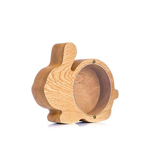 Personalized Wooden Bunny Piggy Bank - Handmade Rabbit Coin Money Box for Kids, Easter & Baby Shower Gifts (3 Sizes) - Perfect for Saving Coins, Birthday Presents, and Home Decor
