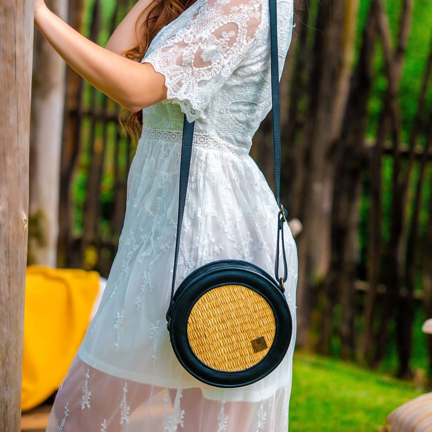 Handmade Wicker Round Straw Crossbody Bag for Women - Bohemian Beach Purse - Made in Portugal | Perfect for Summer Outings, Farmers Market & Vacation Accessories