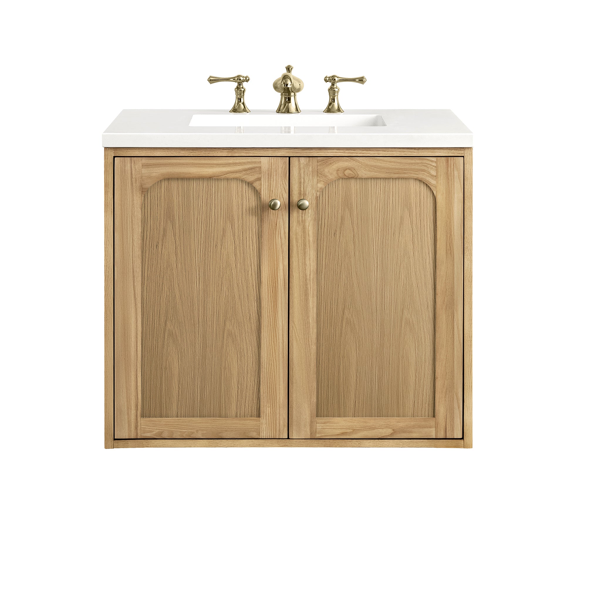 Laurent 30 Inch Single Bathroom Vanity Set - Light Natural Oak Wood with 3CM White Zeus Quartz Countertop | Perfect for Modern Master Bathrooms & Powder Rooms