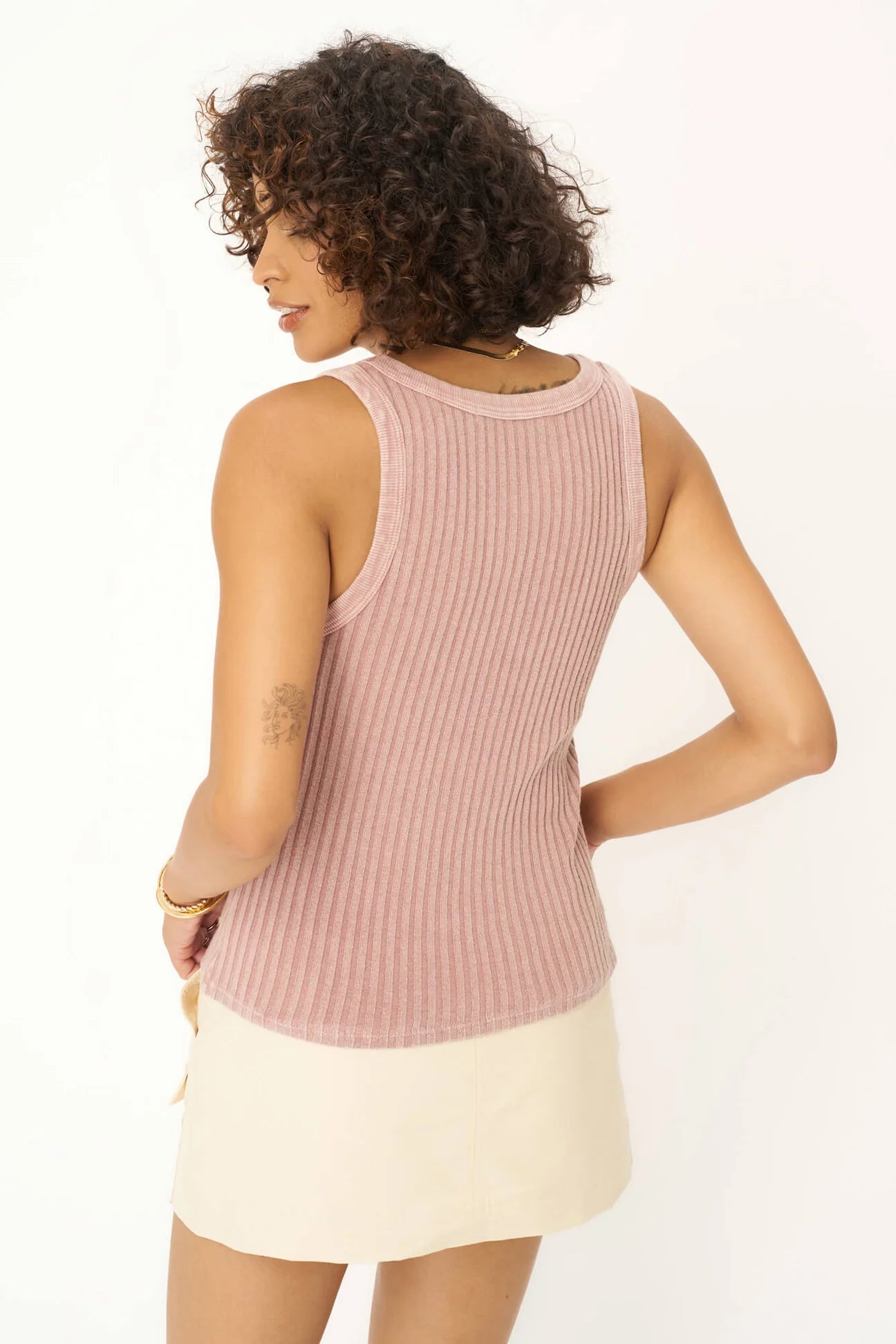 Cooper Sweater Rib Tank Top for Women - Soft Blushing Mauve Knit Pullover for Casual Wear & Layering
