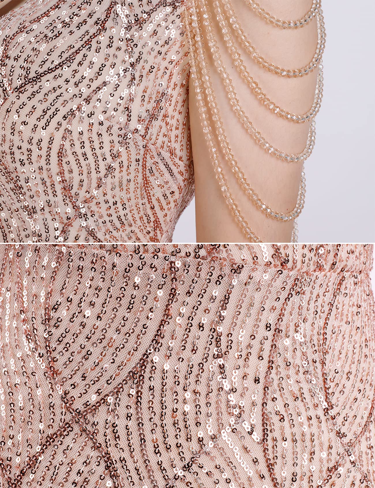 Elegant Sequin One Shoulder Maxi Dress for Women - Beaded Formal Gown for Wedding Guest, Evening Party & Special Occasions