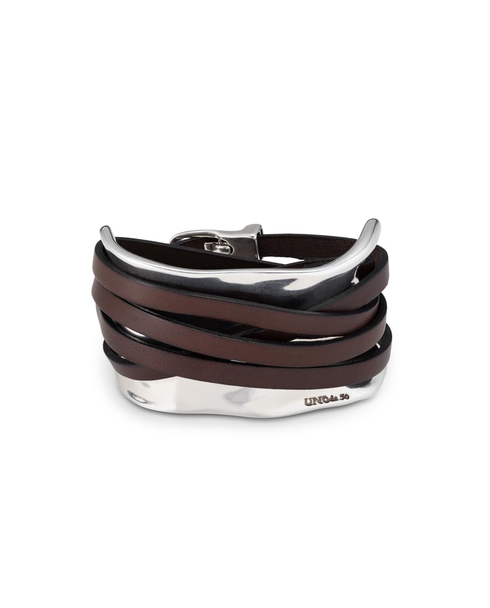 Stylish Leather and Metal Bracelet Coated in 15 Micron Silver - Perfect for Casual Wear, Gift Giving & Everyday Fashion Accessories