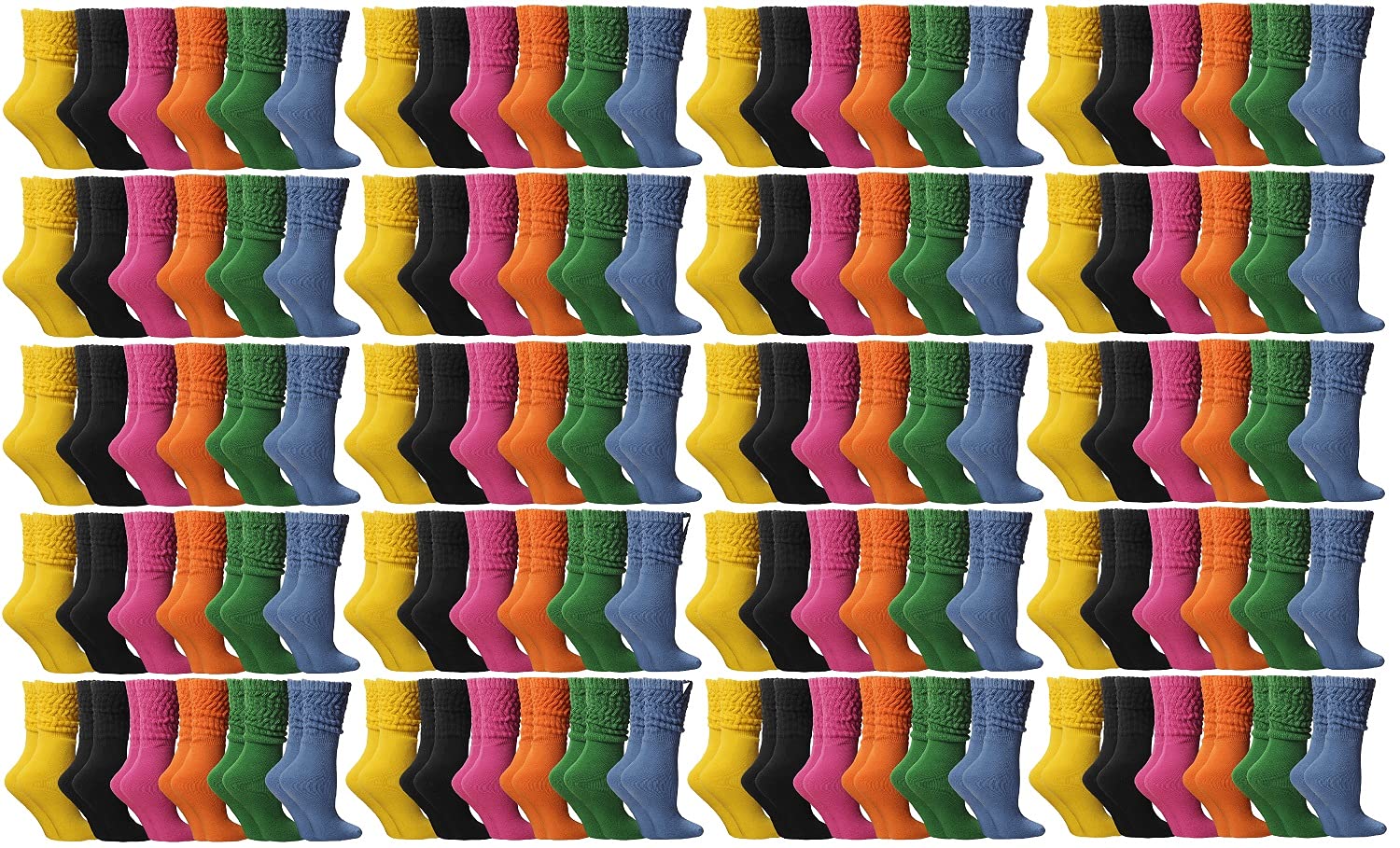 Yacht & Smith 120 Pack Women's Cotton Slouch Socks - Knee High Boot Socks for Women - Soft & Comfortable Crew Socks - Perfect for Boots, Shoes & Casual Wear