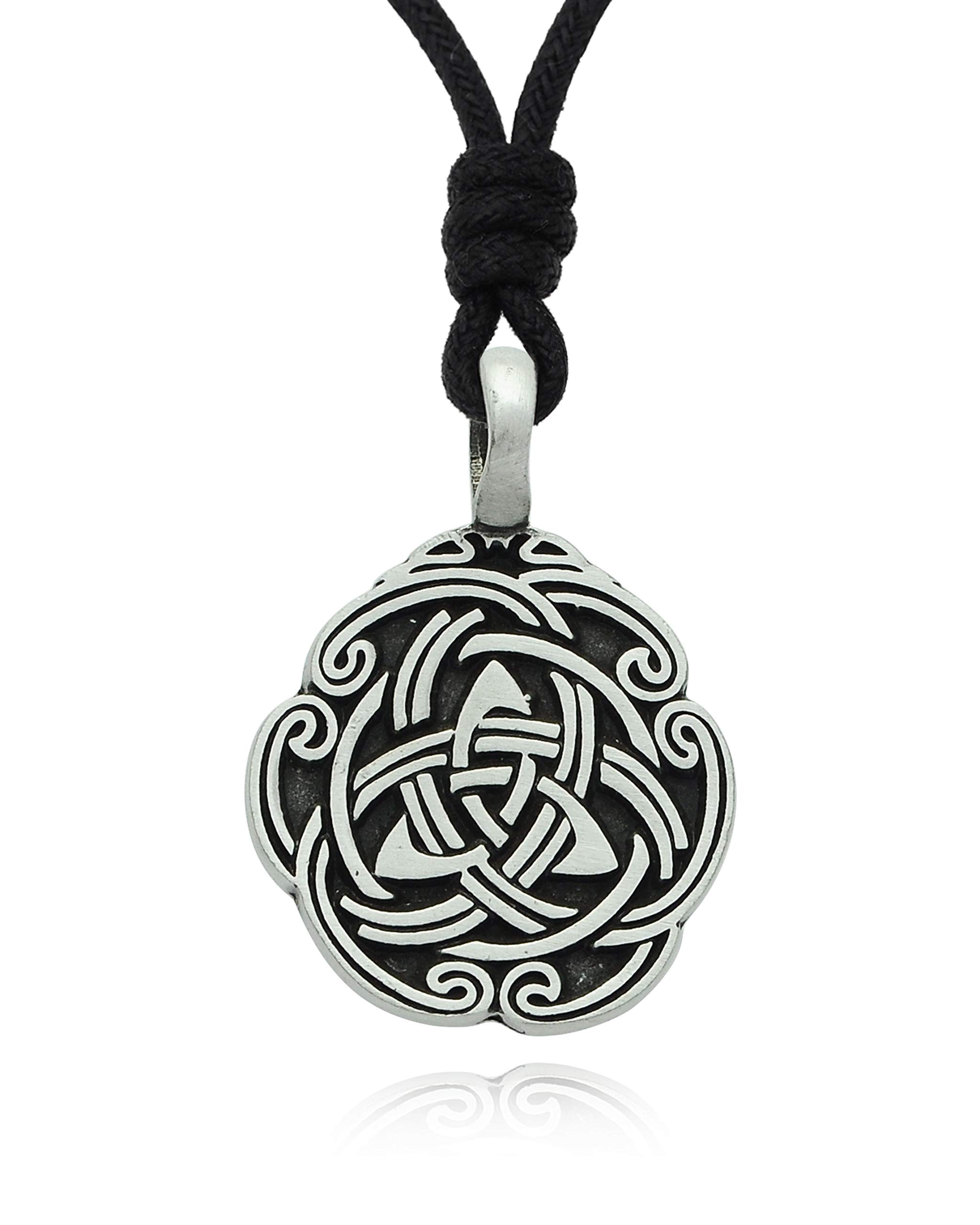 Celtic Trilogy Shield Silver Pewter Charm Necklace Pendant - Handmade Irish Jewelry for Women - Perfect for St. Patrick's Day, Weddings & Celtic Heritage Gifts