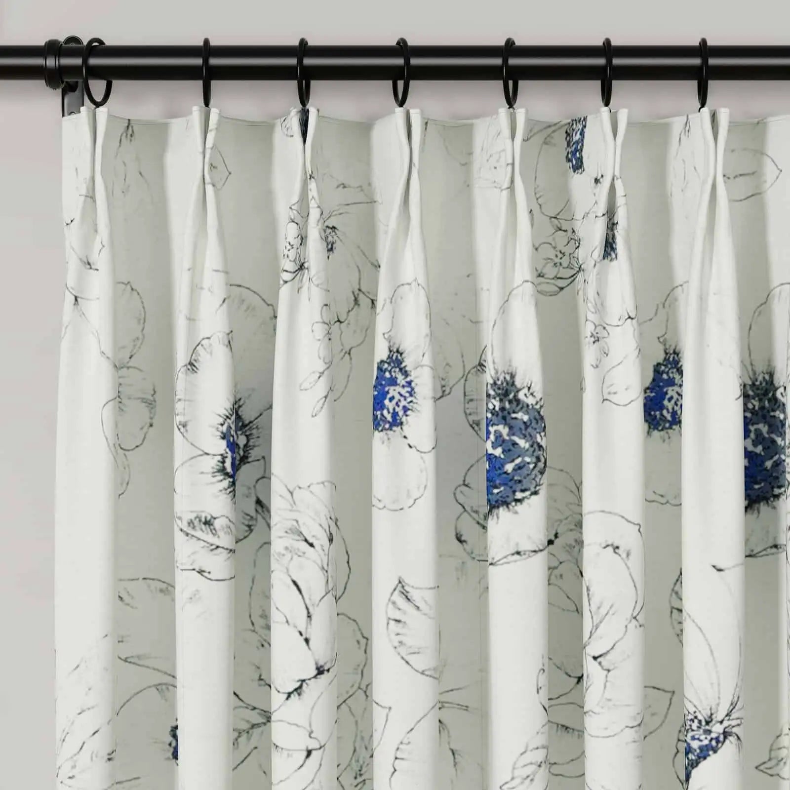 Bohemian Botanical Pleated Drapery Curtains - 52 Inch Width - Elegant Boho Home Decor for Living Room & Bedroom