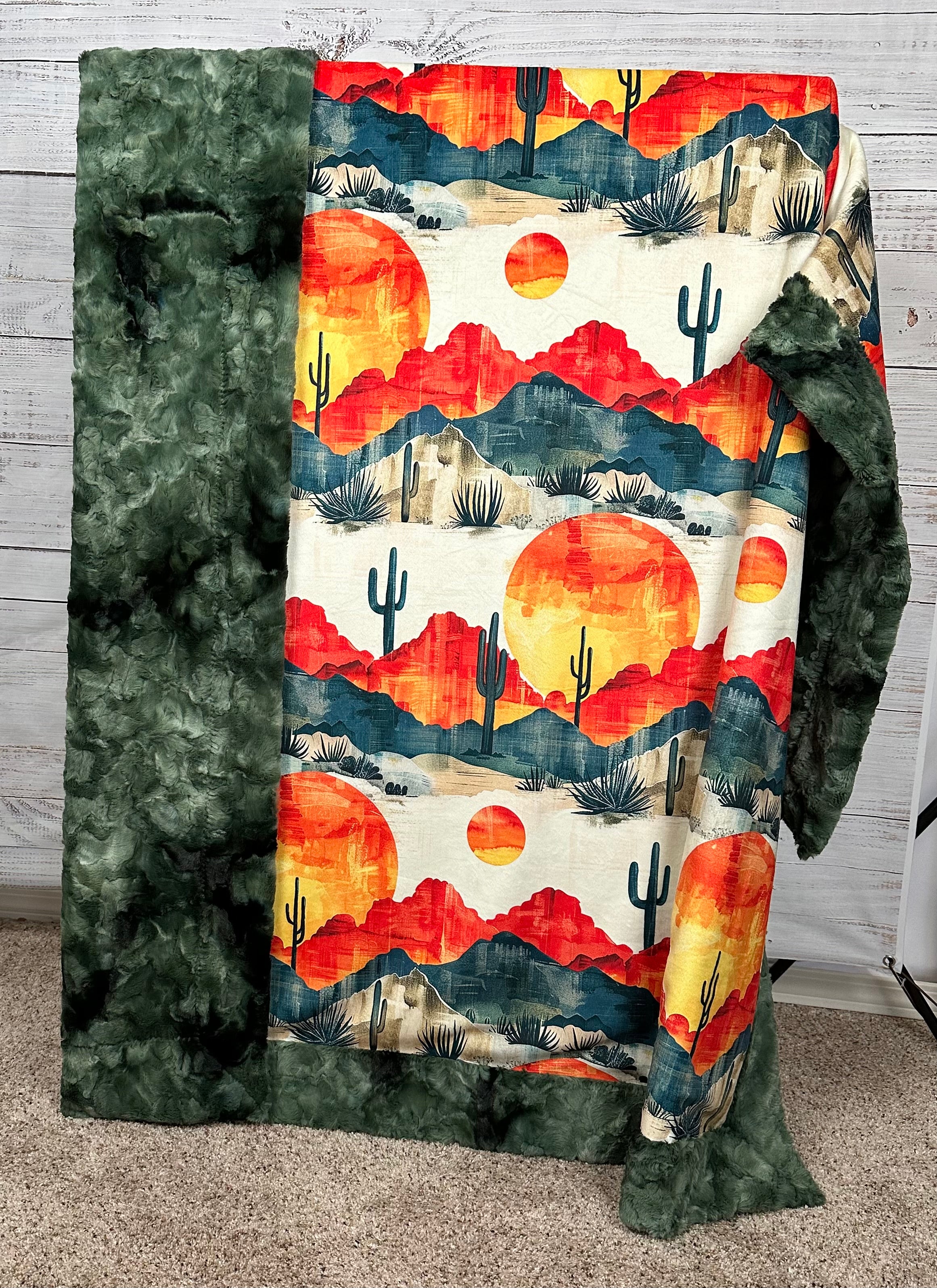 Arizona Landscape Camo Print Luxe Large 55x79 Minky Blanket - Soft & Cozy for Bedroom, Living Room, or Outdoor Adventures
