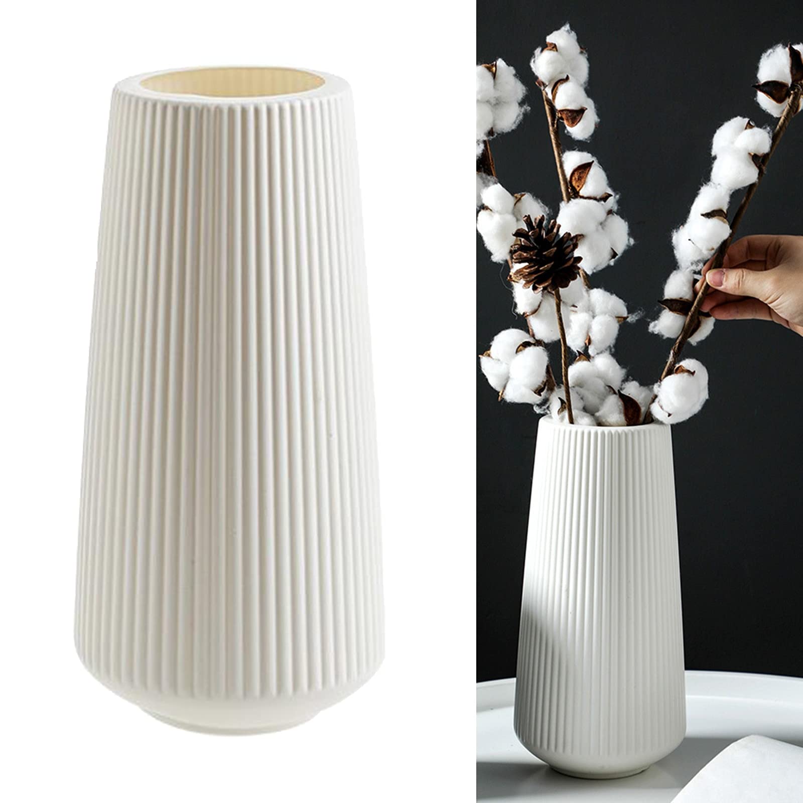 Nordic Style Elegant White Plastic Desktop Flower Vase - Modern Minimalist Home Decor for Living Room, Bedroom & Office - Perfect for Fresh Flowers, Artificial Plants & Decorative Centerpieces (Style 1)