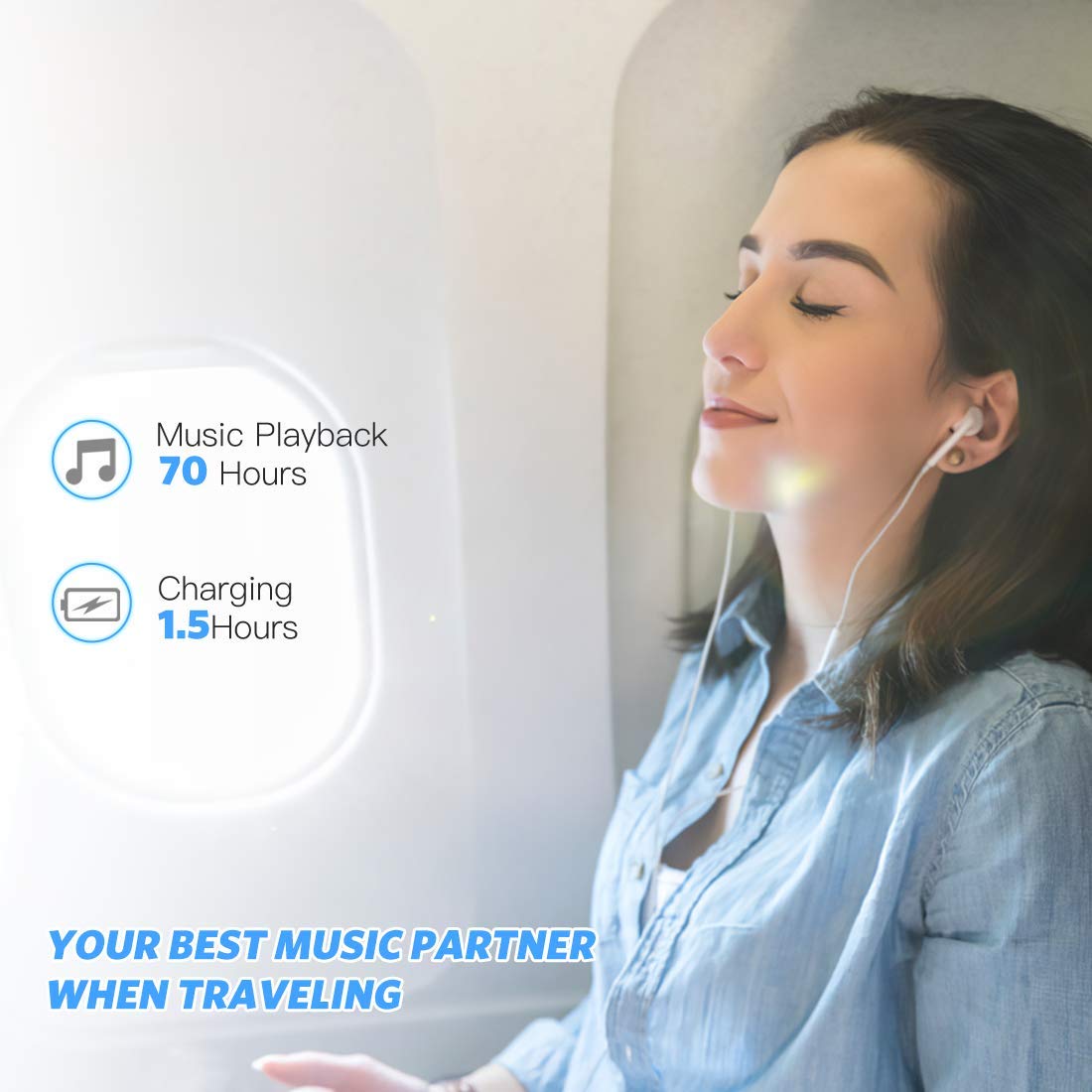 AGPTEK 16GB MP3 Player with Noise Cancelling Earbuds - Portable Music Player for Running, Workout, Travel & Sleep | High Quality Sound & Lightweight Design
