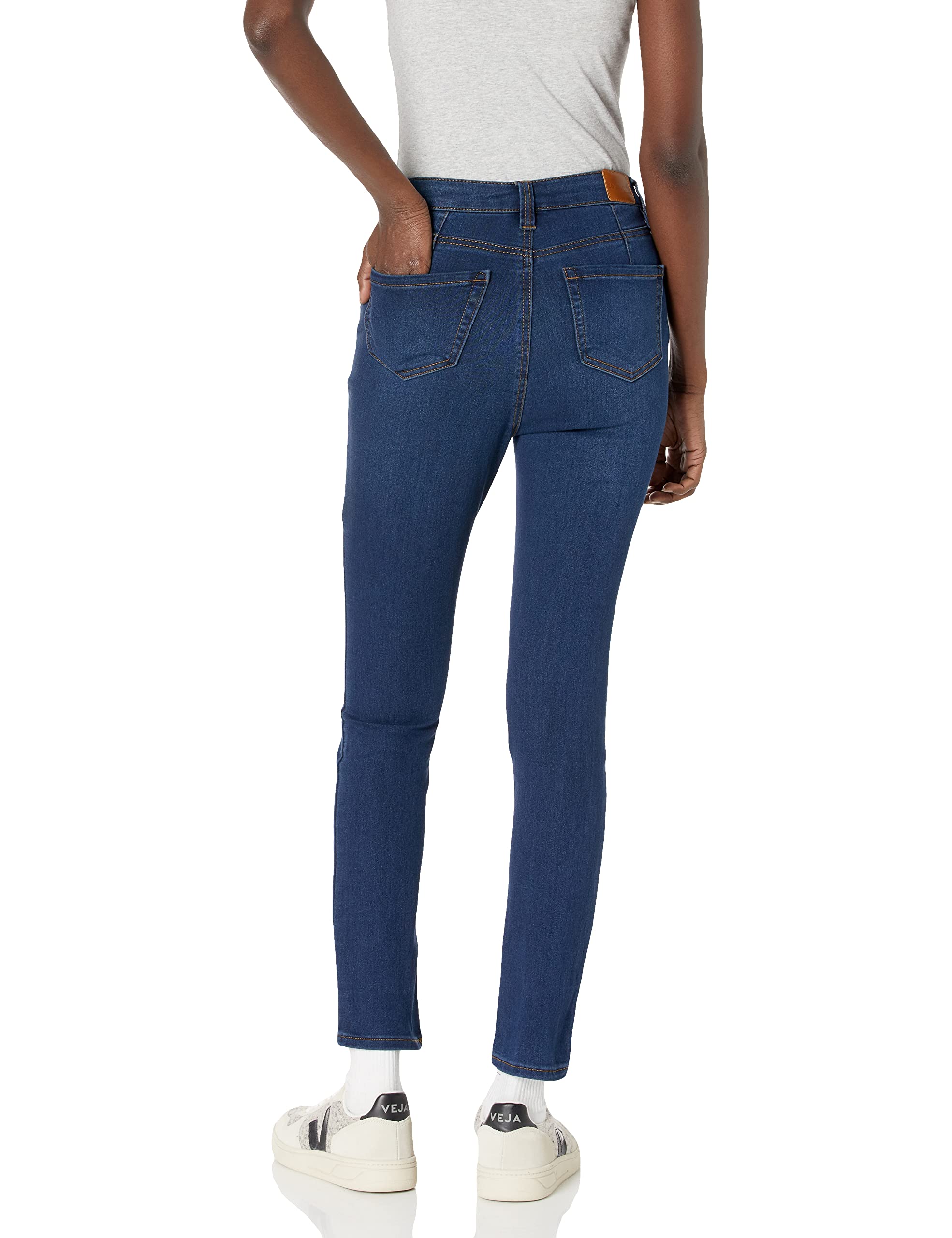 Stylish Dollhouse Women's Single Button Closure Curvy Dark Wash Skinny Jeans - Perfect for Casual Outings & Night Out