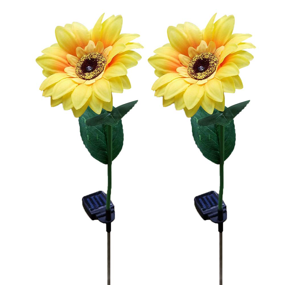 Uonlytech Solar Garden Stake Lights - Sunflower Solar Flower Lights for Outdoor Decor, Solar Path Lights for Garden, Patio, Backyard (2 Pack, White LED) - Perfect for Landscape Lighting, Walkways & Evening Ambiance