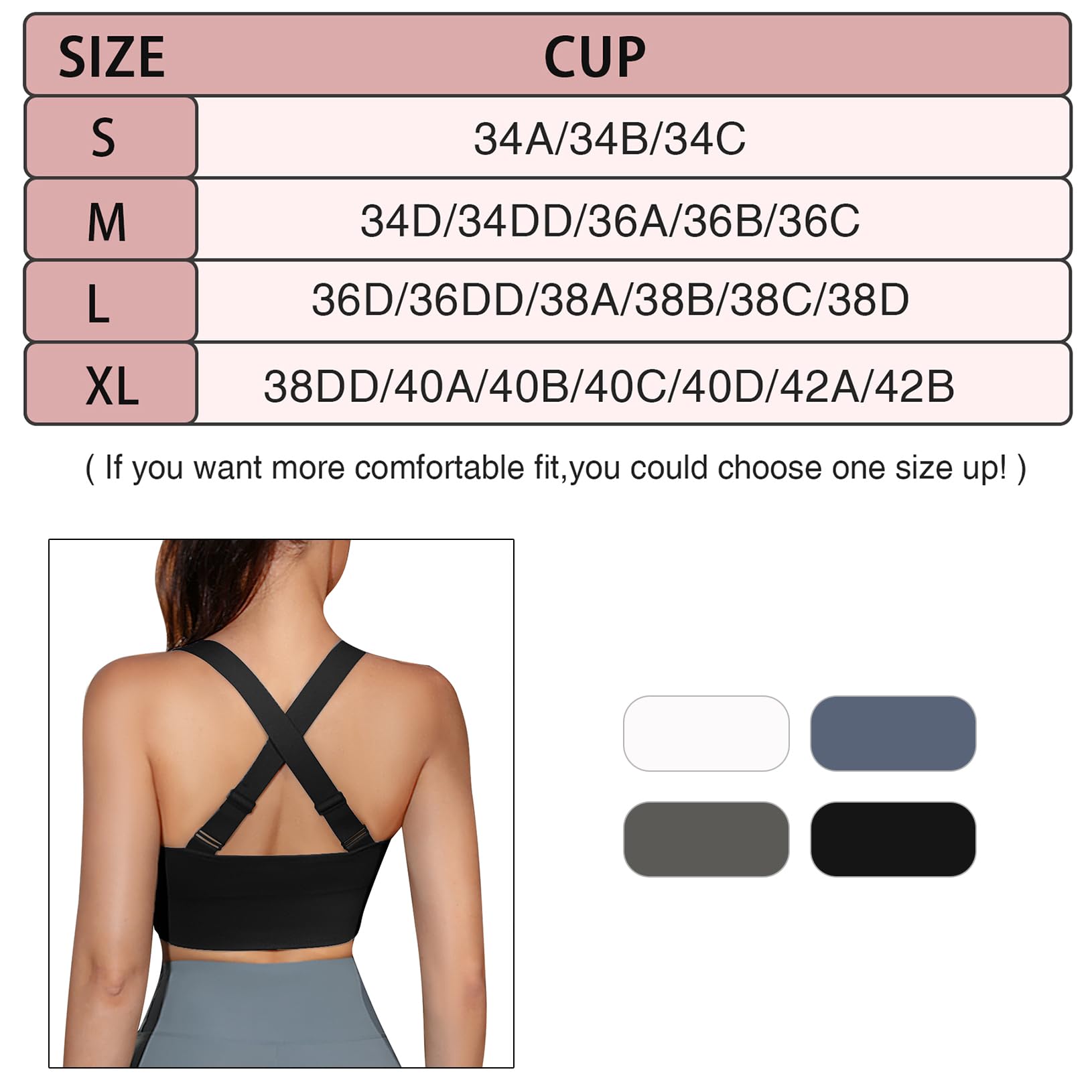 Sykooria Adjustable High Support Sports Bra for Women - Padded Workout Top for Gym, Running, Yoga & Fitness - Breathable & Comfortable Activewear for High-Intensity Exercise