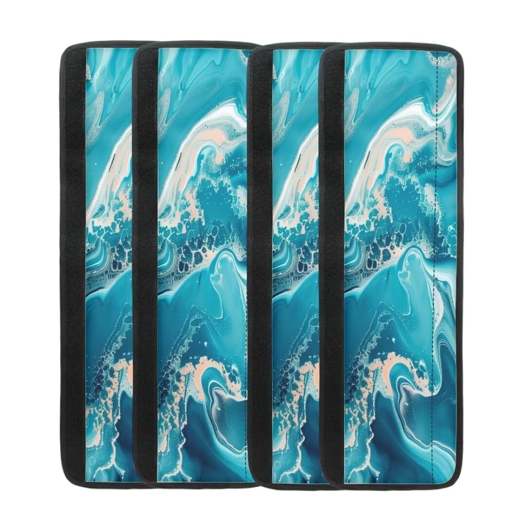 Aqua Marble Print Refrigerator Door Handle Covers - Anti-Skid Kitchen Appliance Protectors for Fridge & Oven - Fingerprint Resistant Decor Gloves (Perfect for Modern Kitchens & Home Organization)