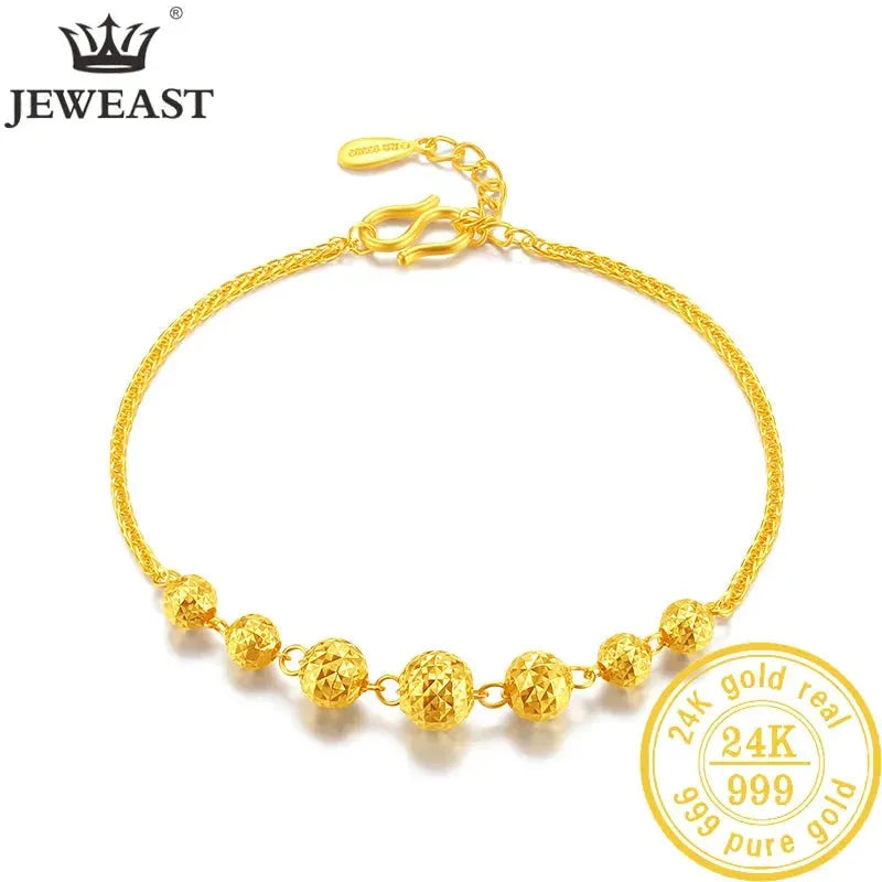 24K Pure Gold Bracelet for Women - 999 Solid Real Gold Bangle - Elegant Romantic Classic Jewelry Gift for Her - Perfect for Anniversaries, Weddings & Special Occasions