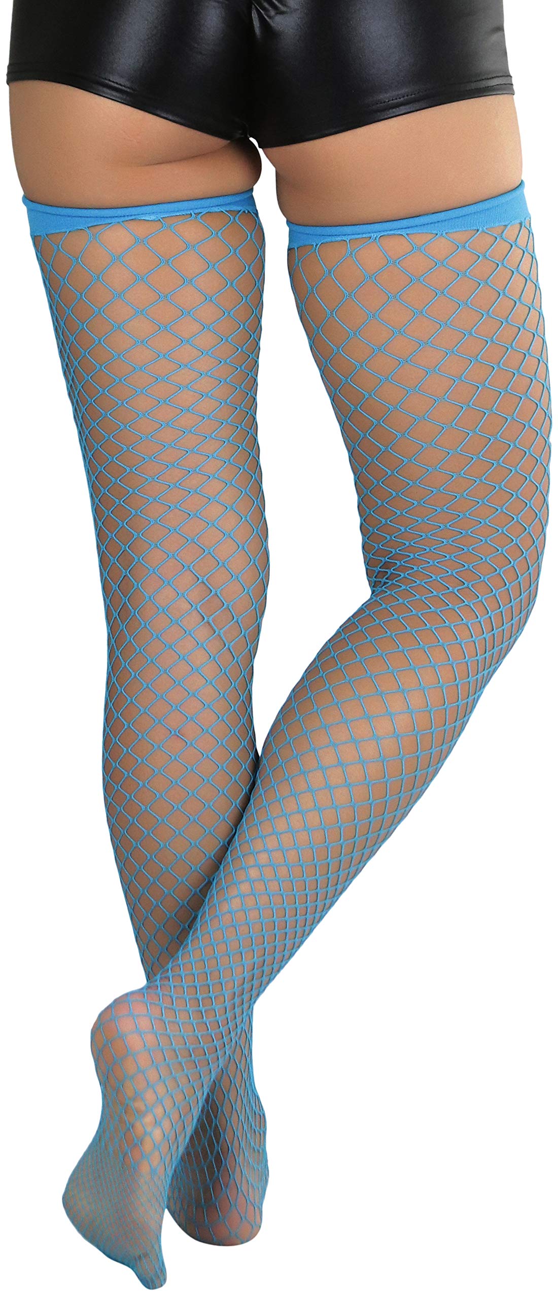 ToBeInStyle Women’s Bright & Vibrant Fishnet Thigh High Stockings - Sexy Sheer Tights for Cosplay, Halloween, Burlesque & Night Out