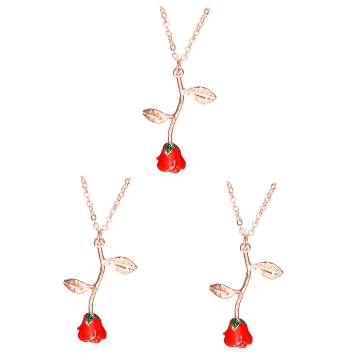 GALPADA 3-Piece Rose Gold Flower Choker Necklace Set for Women - Valentine's Day Gift, Romantic Date Jewelry, Wedding Accessory, Party Wear