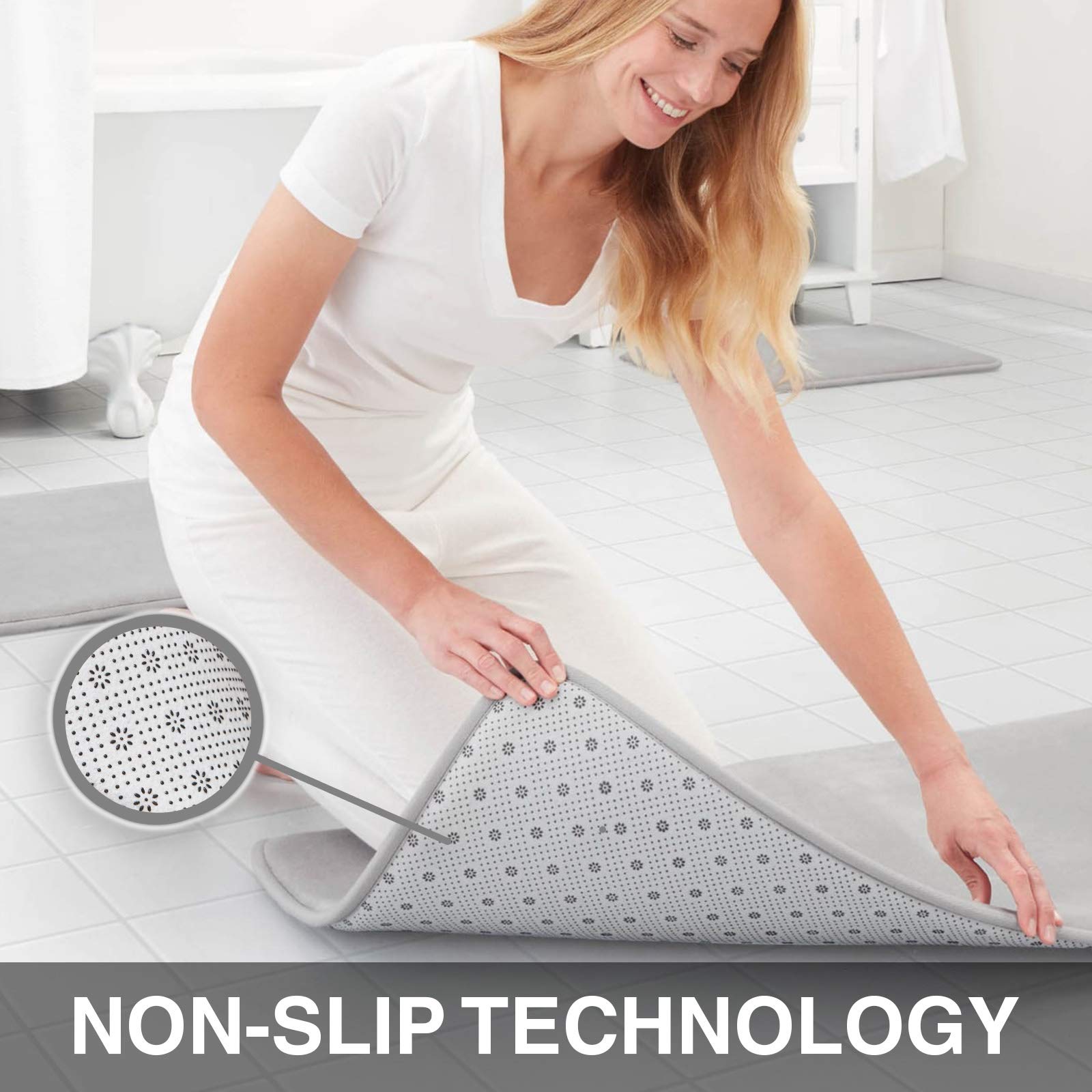 Genteele Memory Foam Bath Mat - Non-Slip Absorbent Super Soft Velvet Bathroom Rug (24