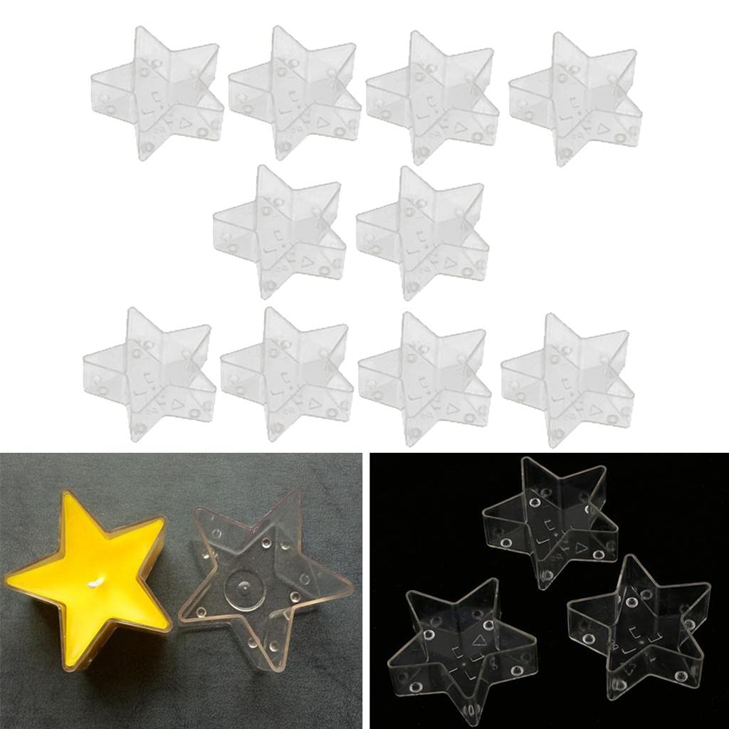 10pcs Clear Plastic Star-Shaped Candle Molds for DIY Candle Making, Soap Making & Home Crafts - Reusable Empty Candle Containers for Aromatherapy, Wedding Decor, Holiday Gifts & Party Favors