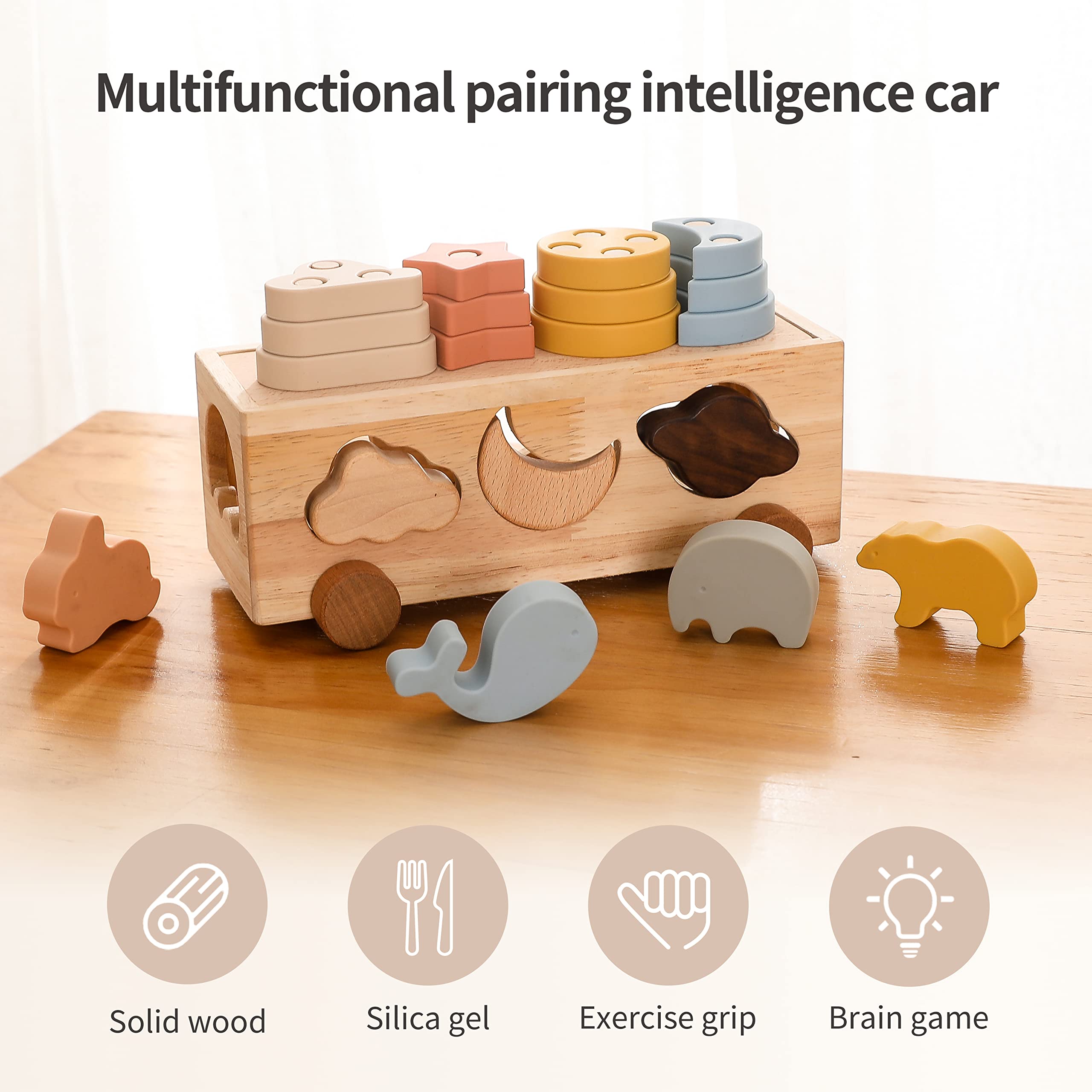4-in-1 Montessori Shape Sorter & Stacking Blocks Set - 22 Educational Toys for Toddlers - Early Learning Sorting Game for Kids | Perfect for Preschool Classroom & Home Playtime