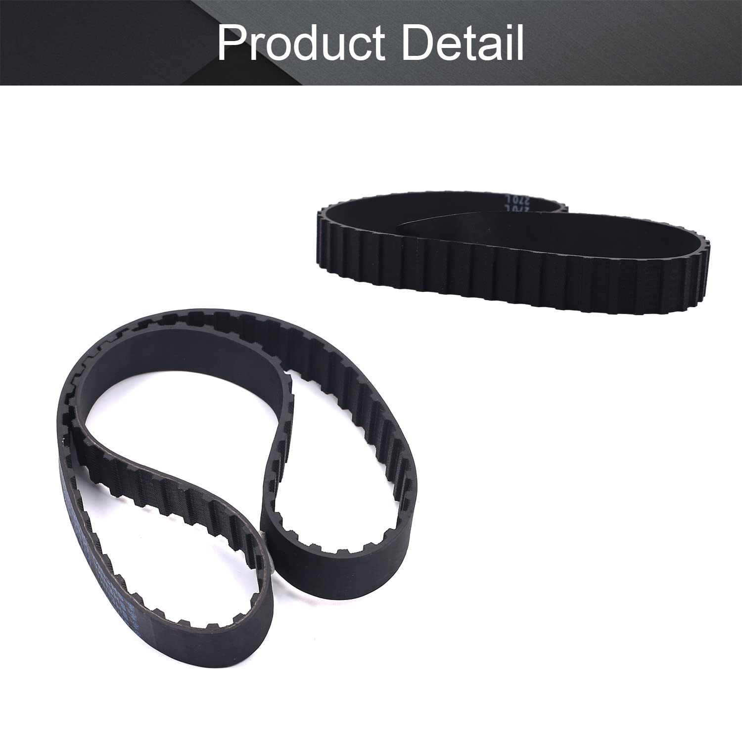 Fielect 72 Teeth 20mm Width Black Cogged Rubber Timing Belt - Industrial Synchronous Drive Belt with 9.5mm Pitch (270L) - Perfect for 3D Printers, CNC Machines, and Industrial Equipment