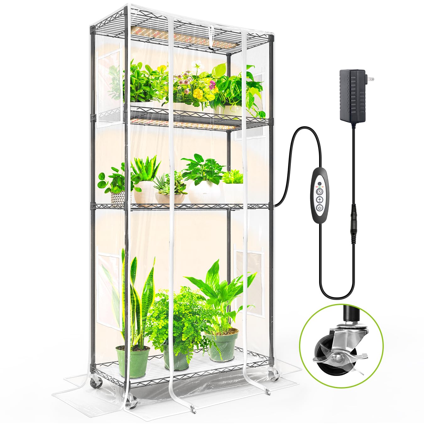 4-Tier Indoor Greenhouse with Grow Lights - 30