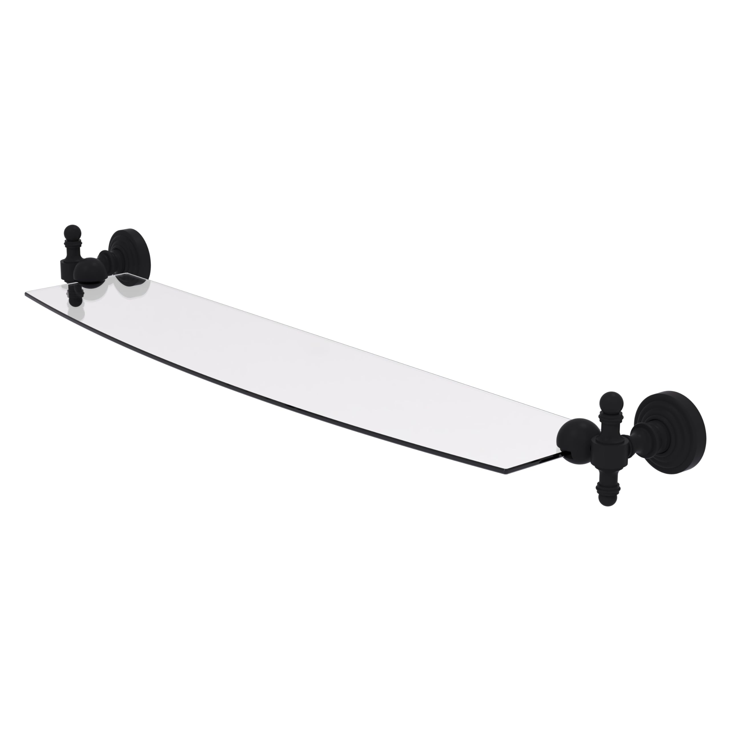 Allied Brass RW-33/24-BKM Retro Wave 24 Inch Glass Shelf in Matte Black - Modern Bathroom & Kitchen Storage Solution for Towels, Decor & Essentials