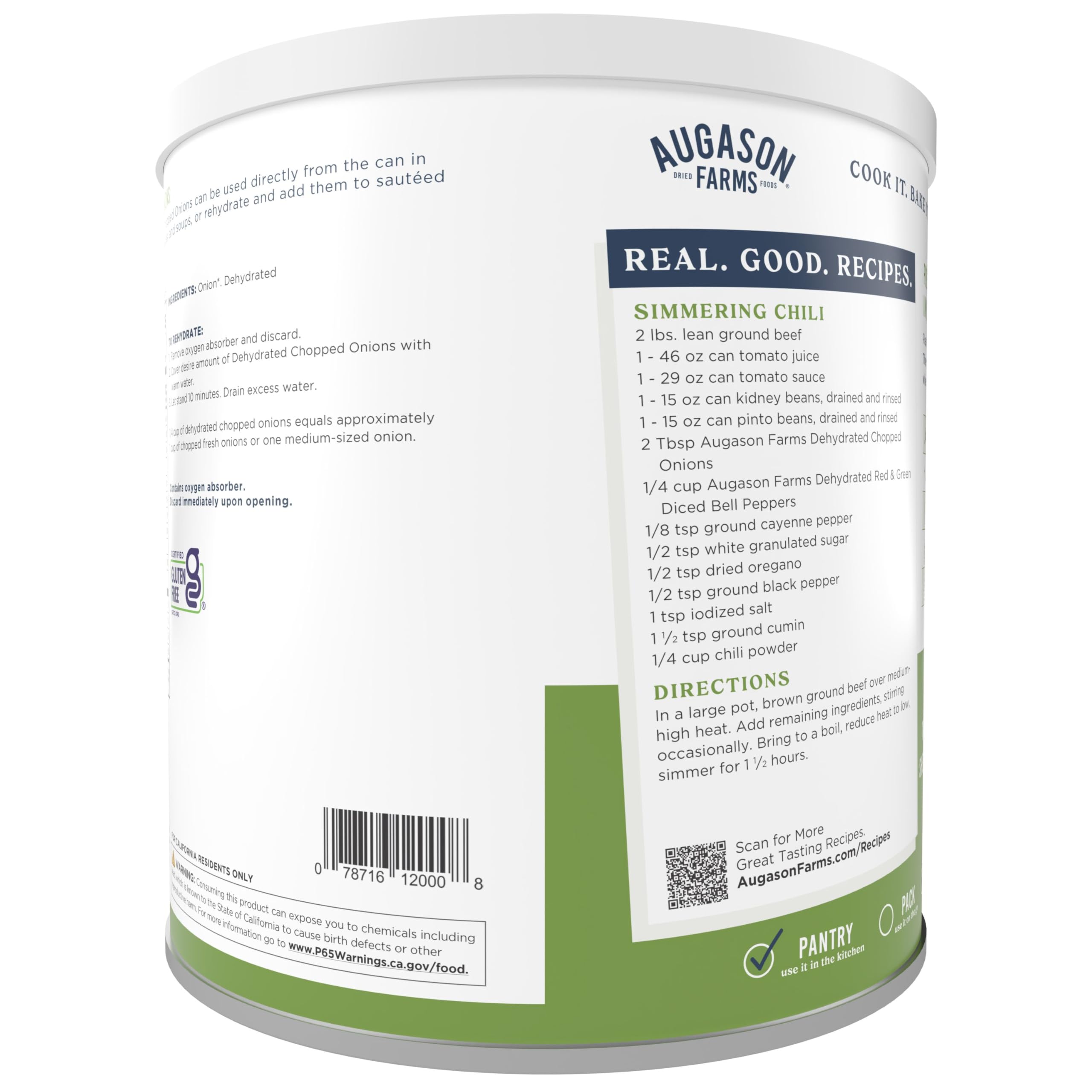 Augason Farms Dehydrated Chopped Onions Can - 130 Servings | Emergency Food Storage & Survival Supplies | Perfect for Camping, Cooking & Everyday Meals