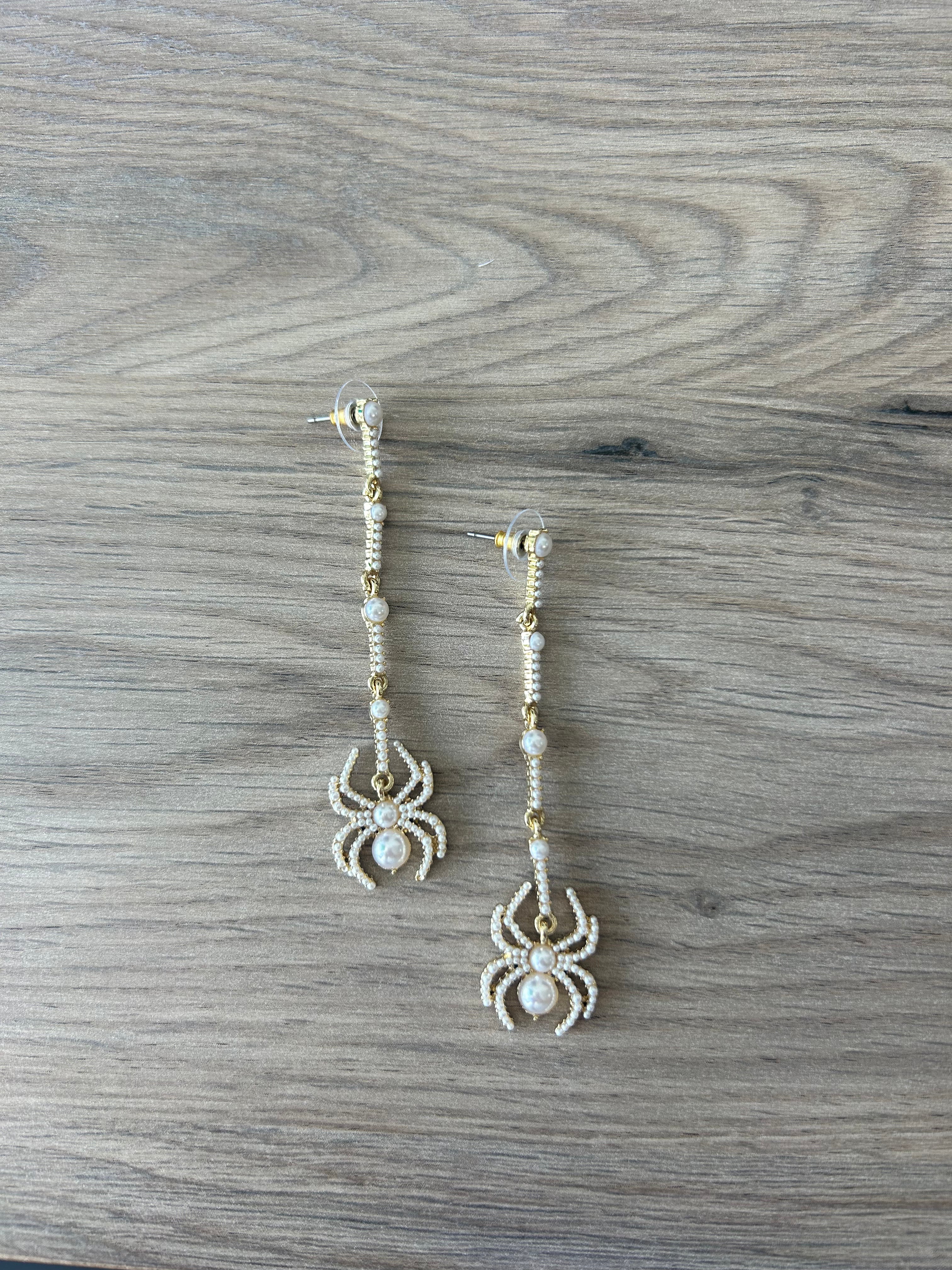 Jane Marie Spider Earrings - Gothic Halloween Jewelry for Women, Sterling Silver Spider Web Dangle Earrings - Perfect for Halloween Costumes, Cosplay, and Gothic Fashion