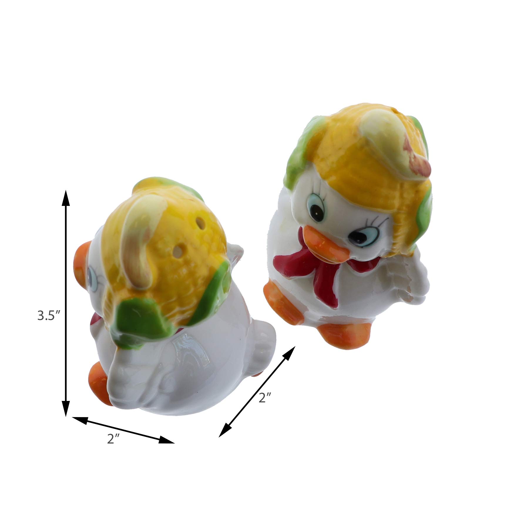 Fun Duck Salt and Pepper Shakers Set with Basket - Cute Corn Hat Design - Perfect for Kitchen Decor, Housewarming Gifts & Farmhouse Themed Dining
