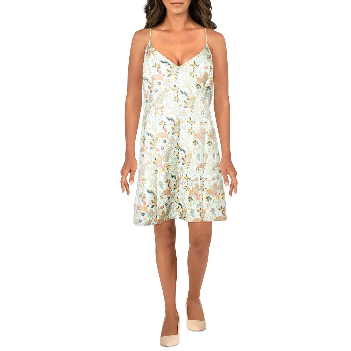 Alice + Olivia Women's Jacquard V-Neck Mini Dress - Floral Print Party Cocktail Dress for Evening Events & Special Occasions