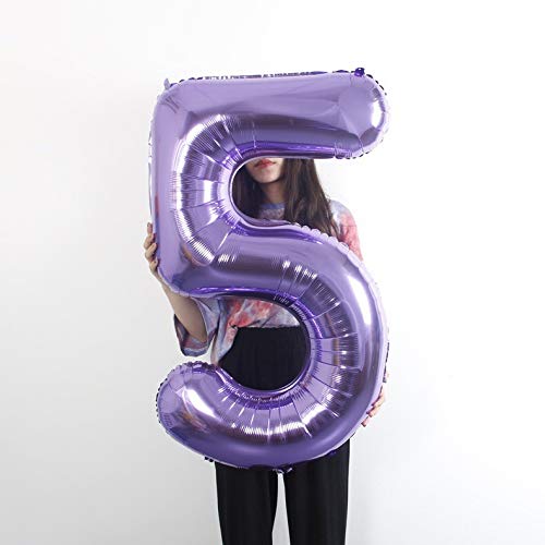 40 Inch Purple Foil Number 5 Balloon for Birthday Parties, Graduations & Anniversary Celebrations